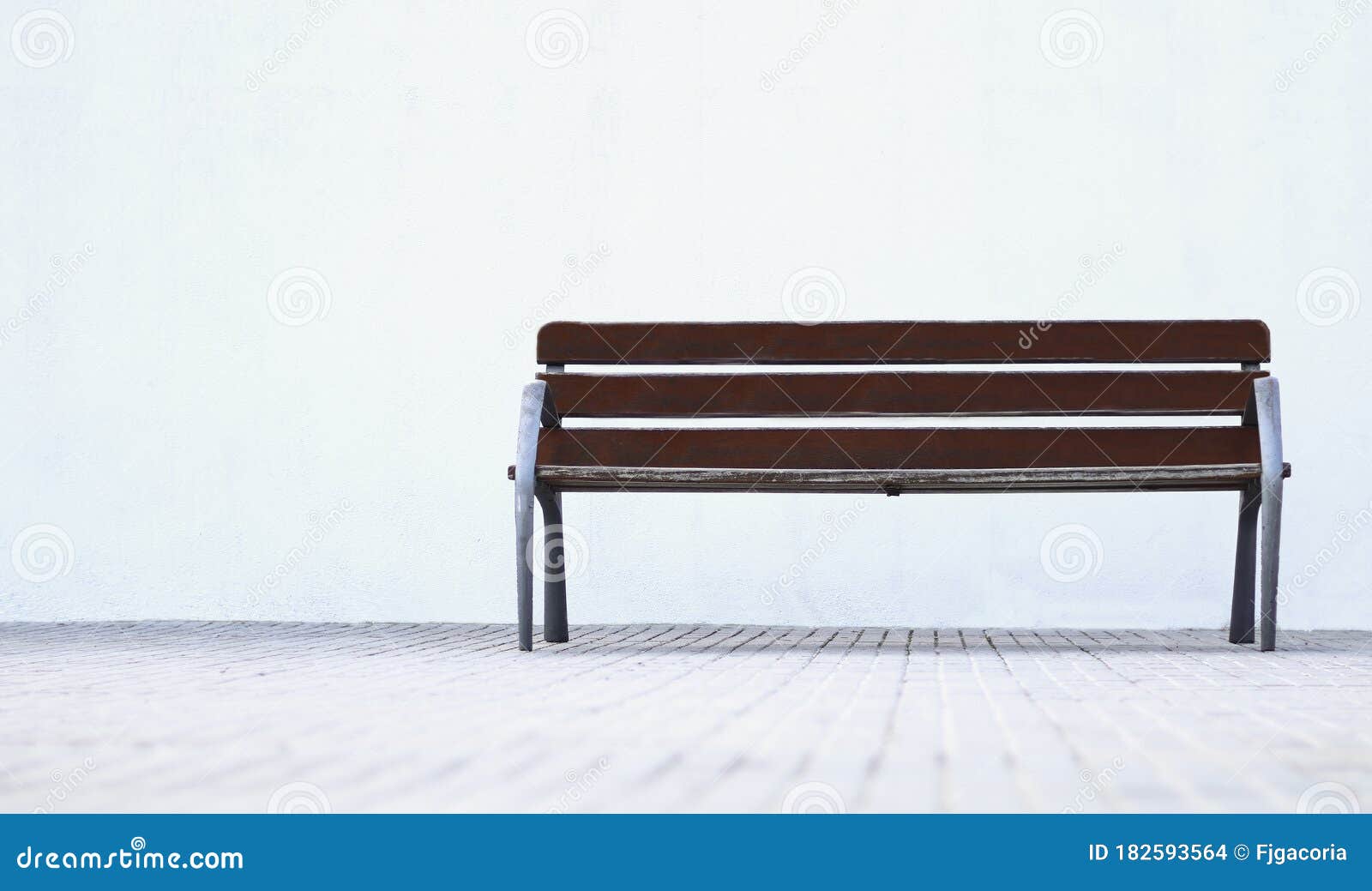 minimalist park bench with white background