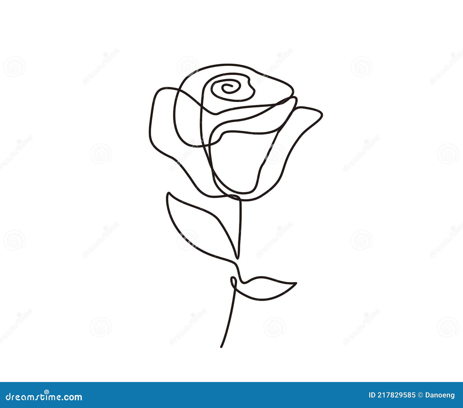 Minimalist Rose Flower Design. Continuous Line Drawing of Rose Flower