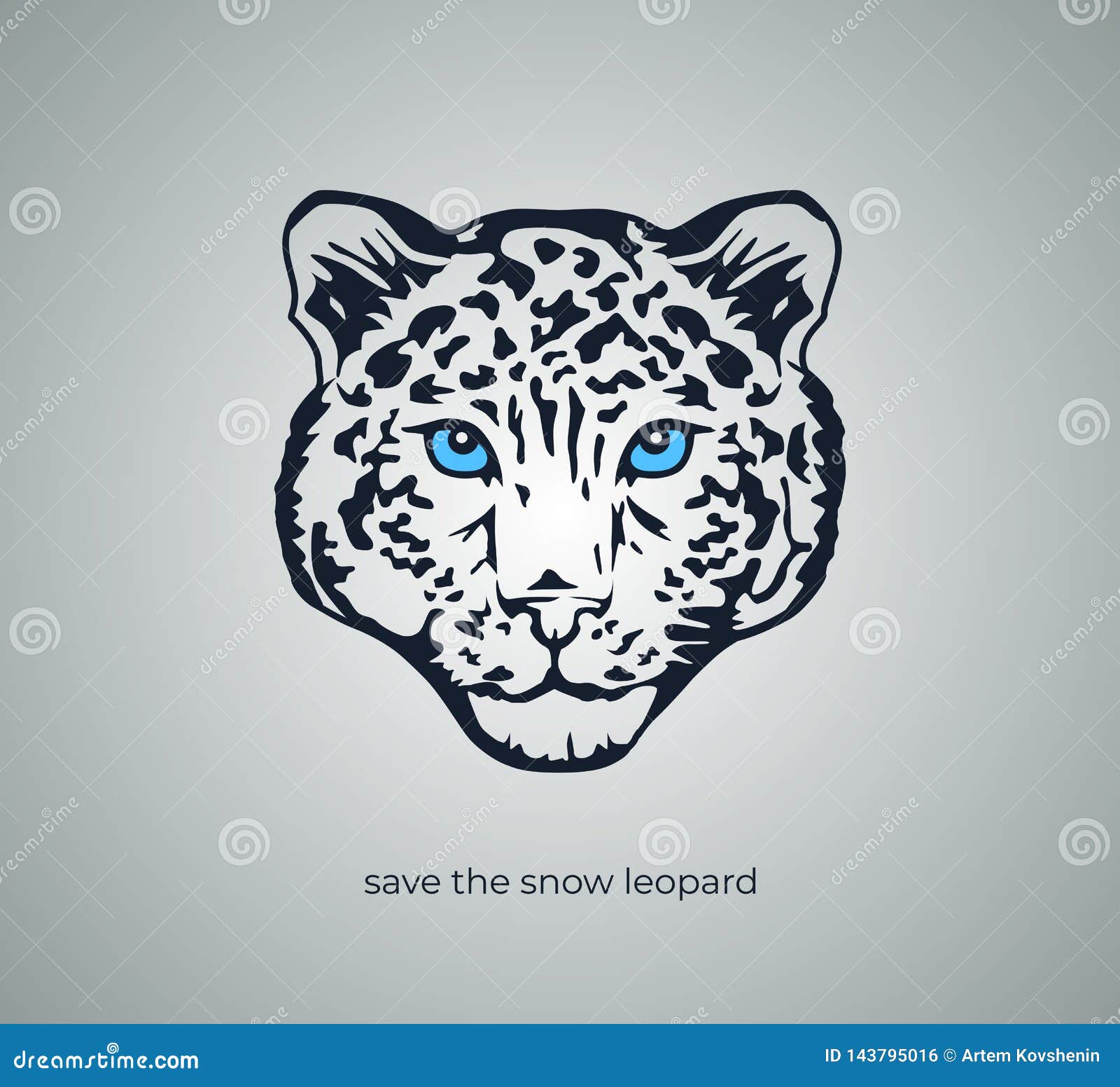 Minimalist Snow Leopard Head Vector Emblem Stock Vector - Illustration