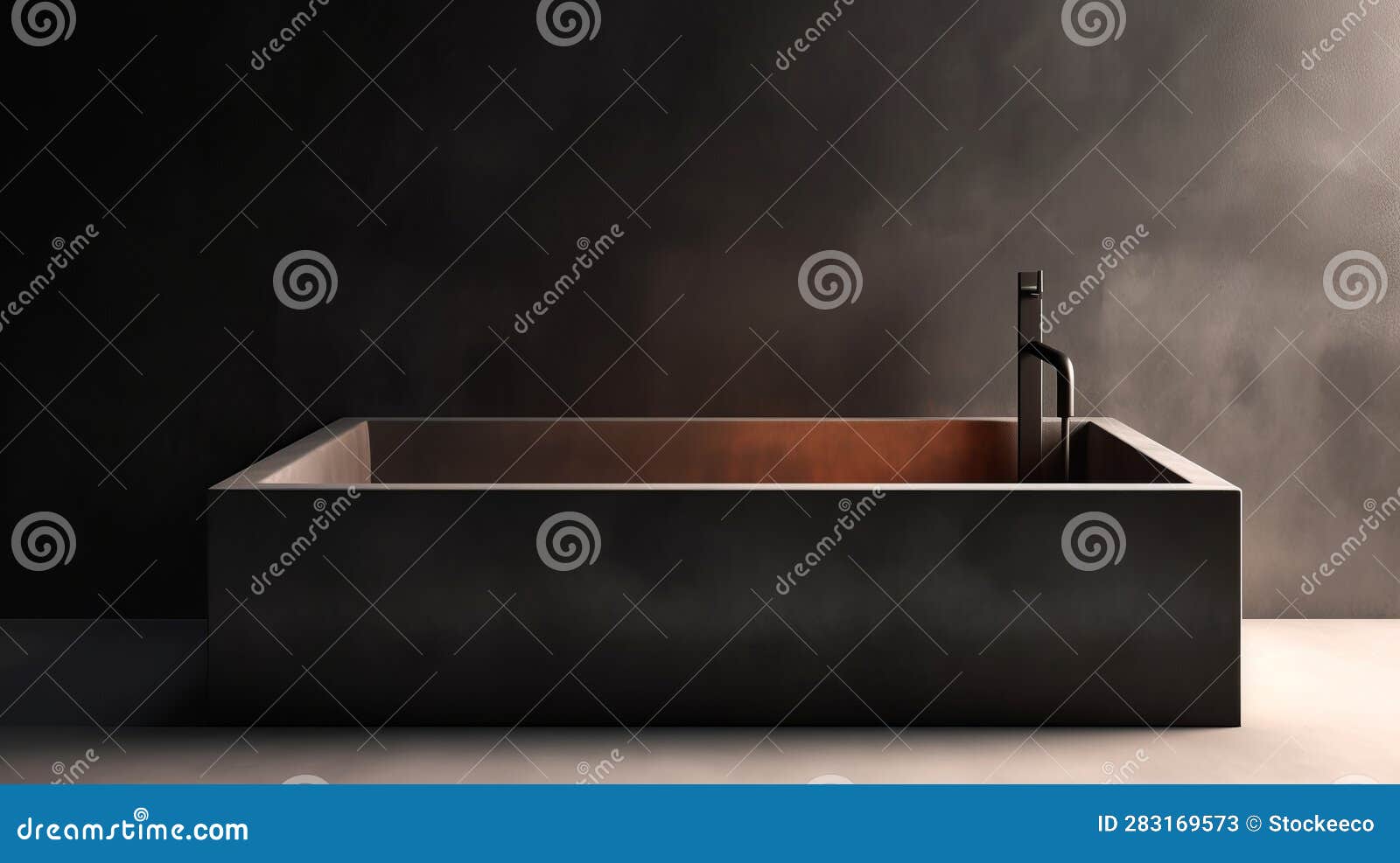 Minimalist Square Molded Bathtub in Dark Silver and Dark Orange Stock