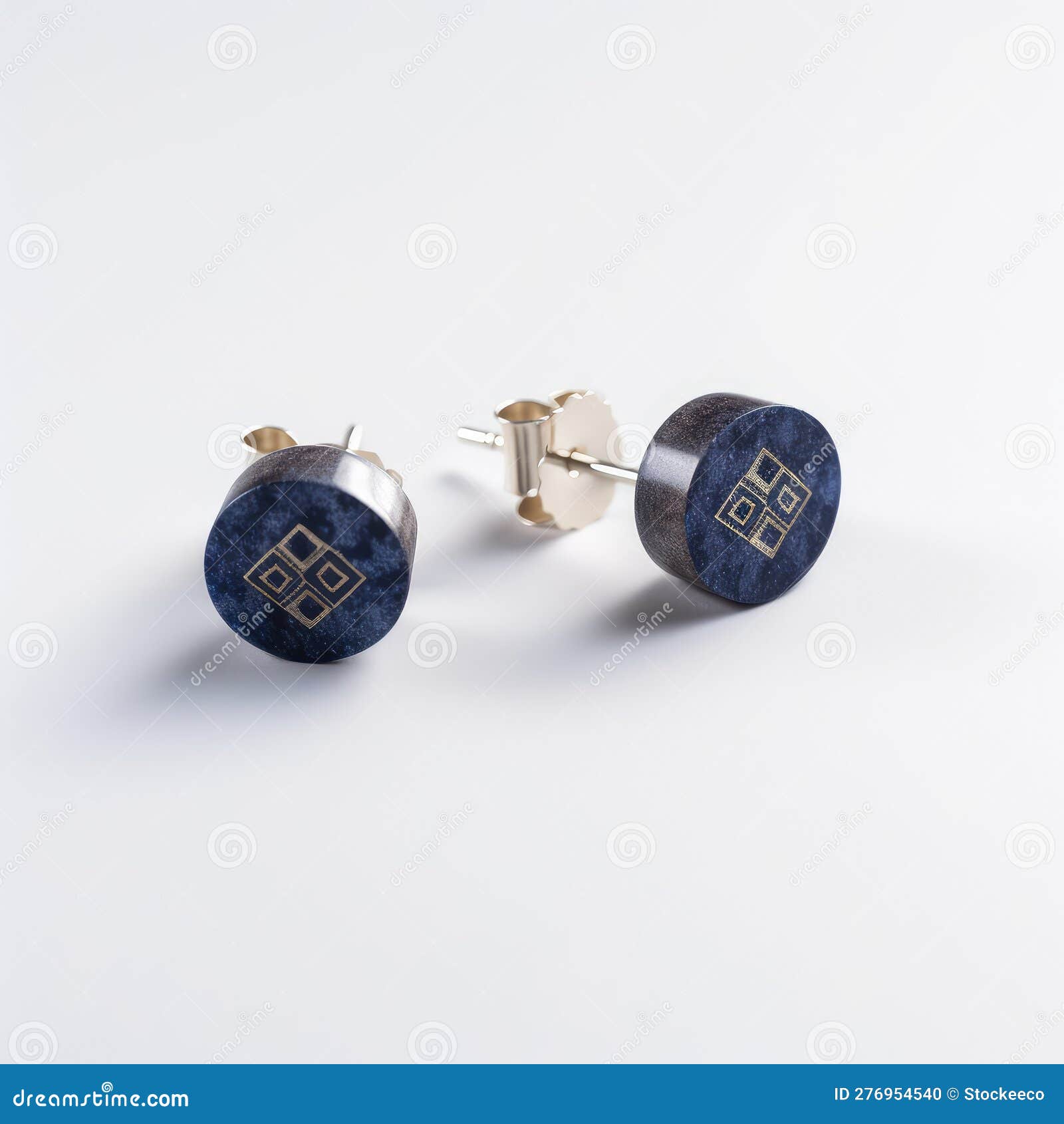 Minimalist Stud Earrings Logo with Gemstone in Block Print Stock