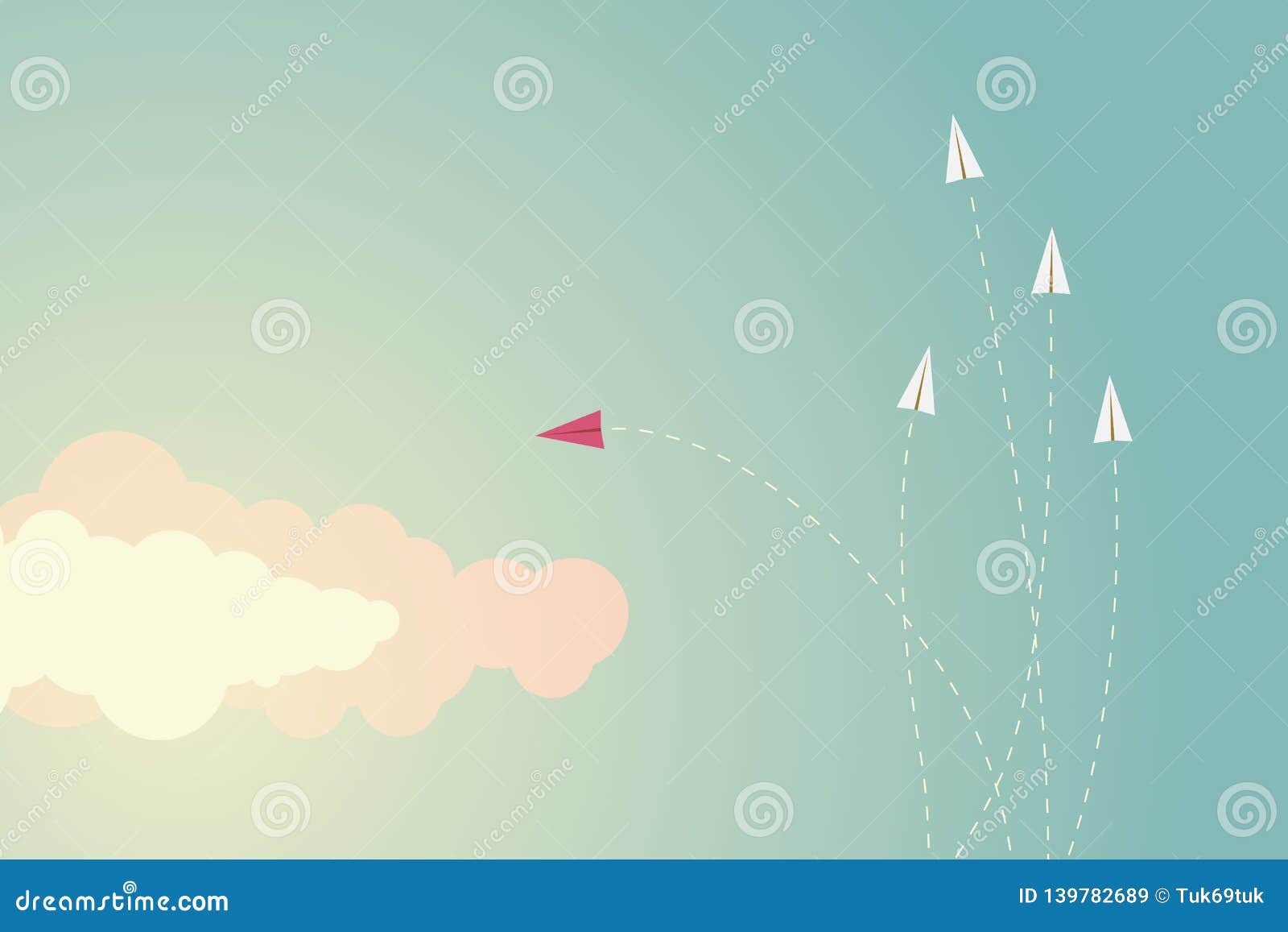 minimalist style red airplane changing direction and ones. new idea, change, trend, courage, creative solution,business,