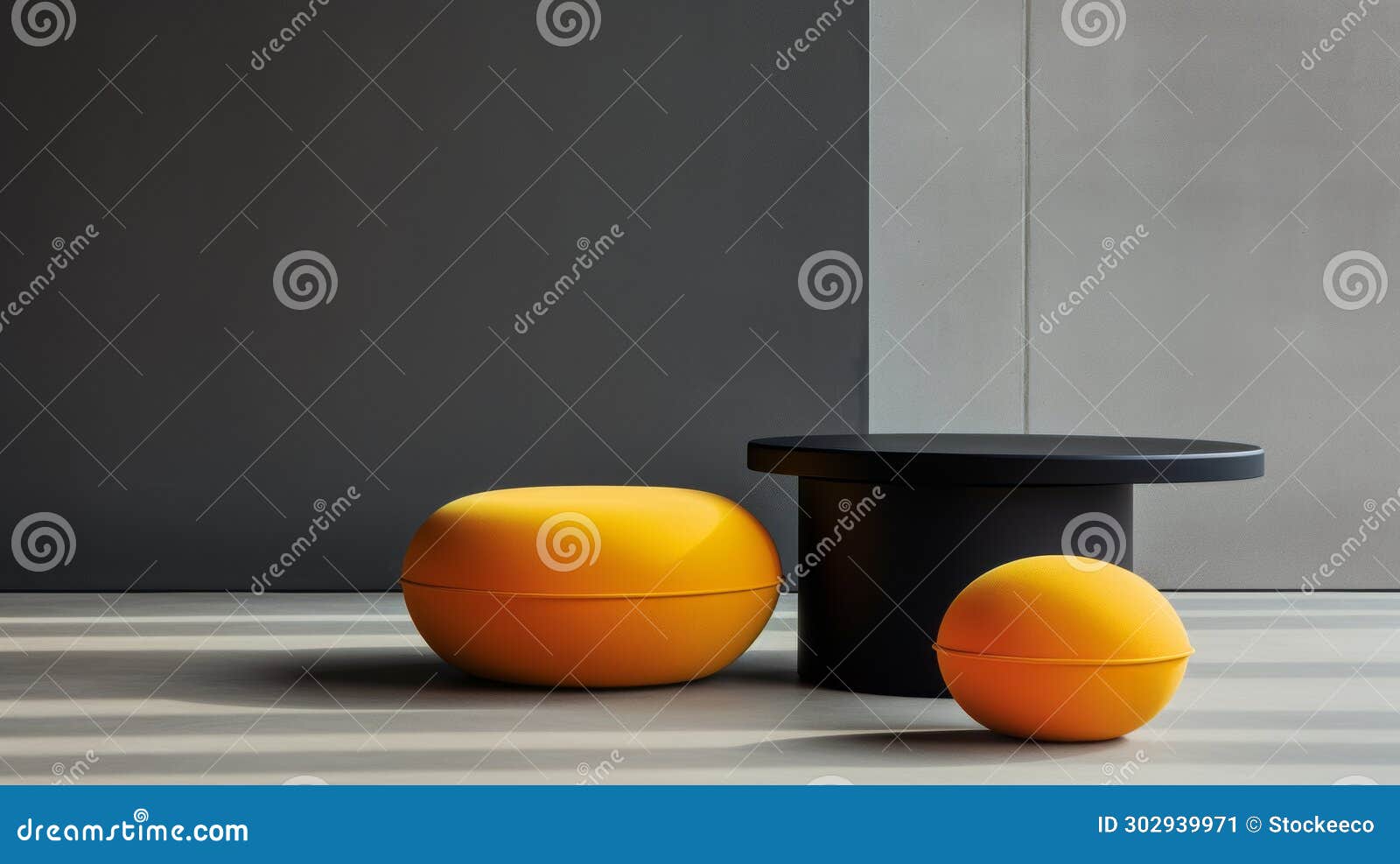 minimalist table with soft and rounded forms - a close-up shot