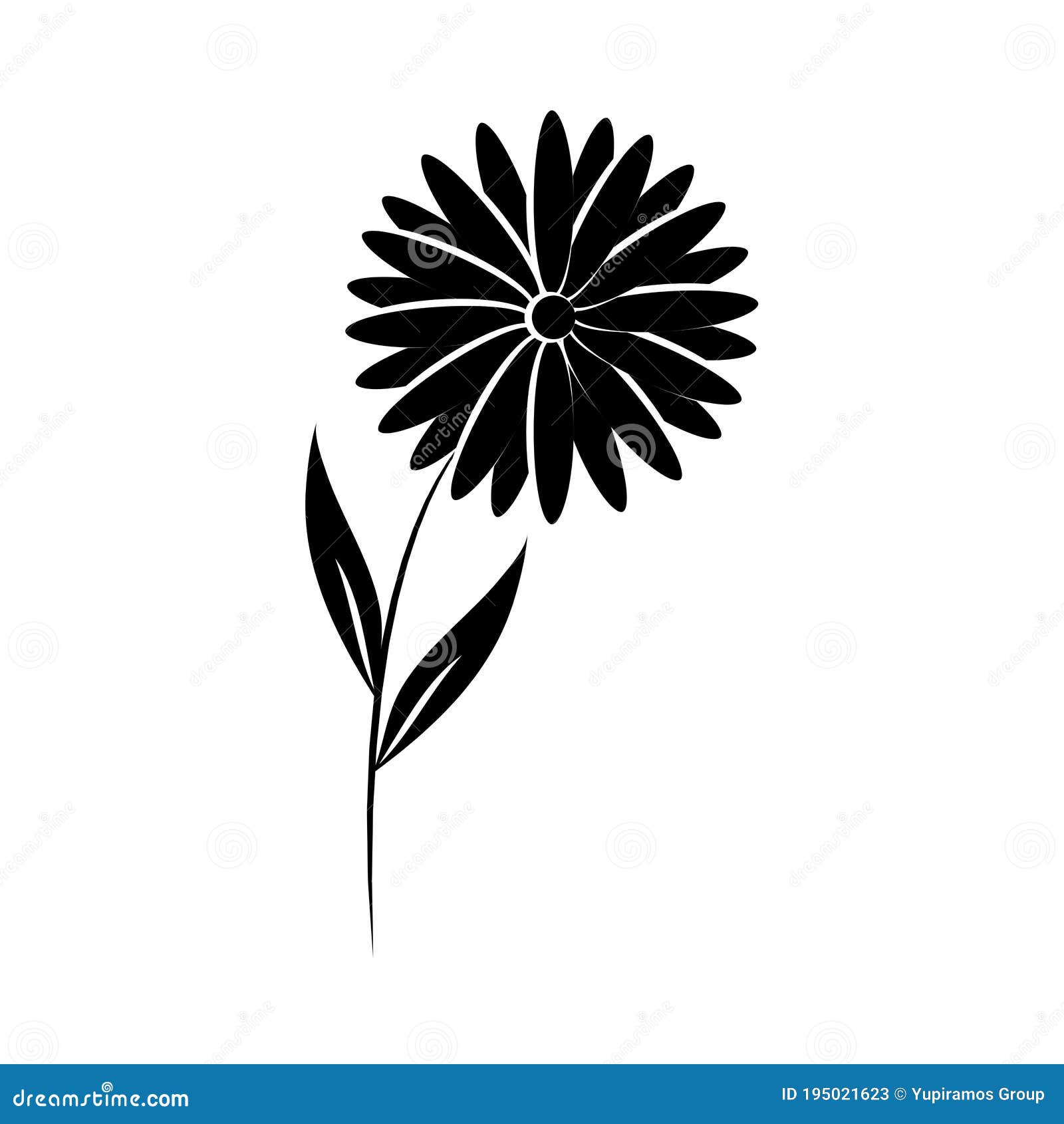 Minimalist Tattoo Flower Daisy Nature Silhouette Art Herb and Leaves