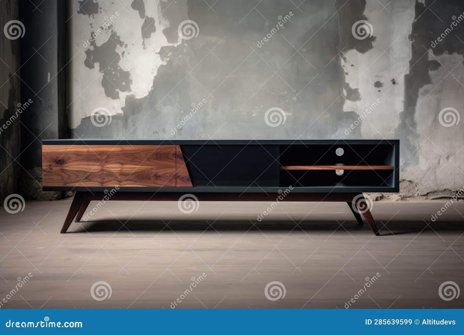 Minimalist Tv Stand with Hidden Cable Management Stock Image Image of