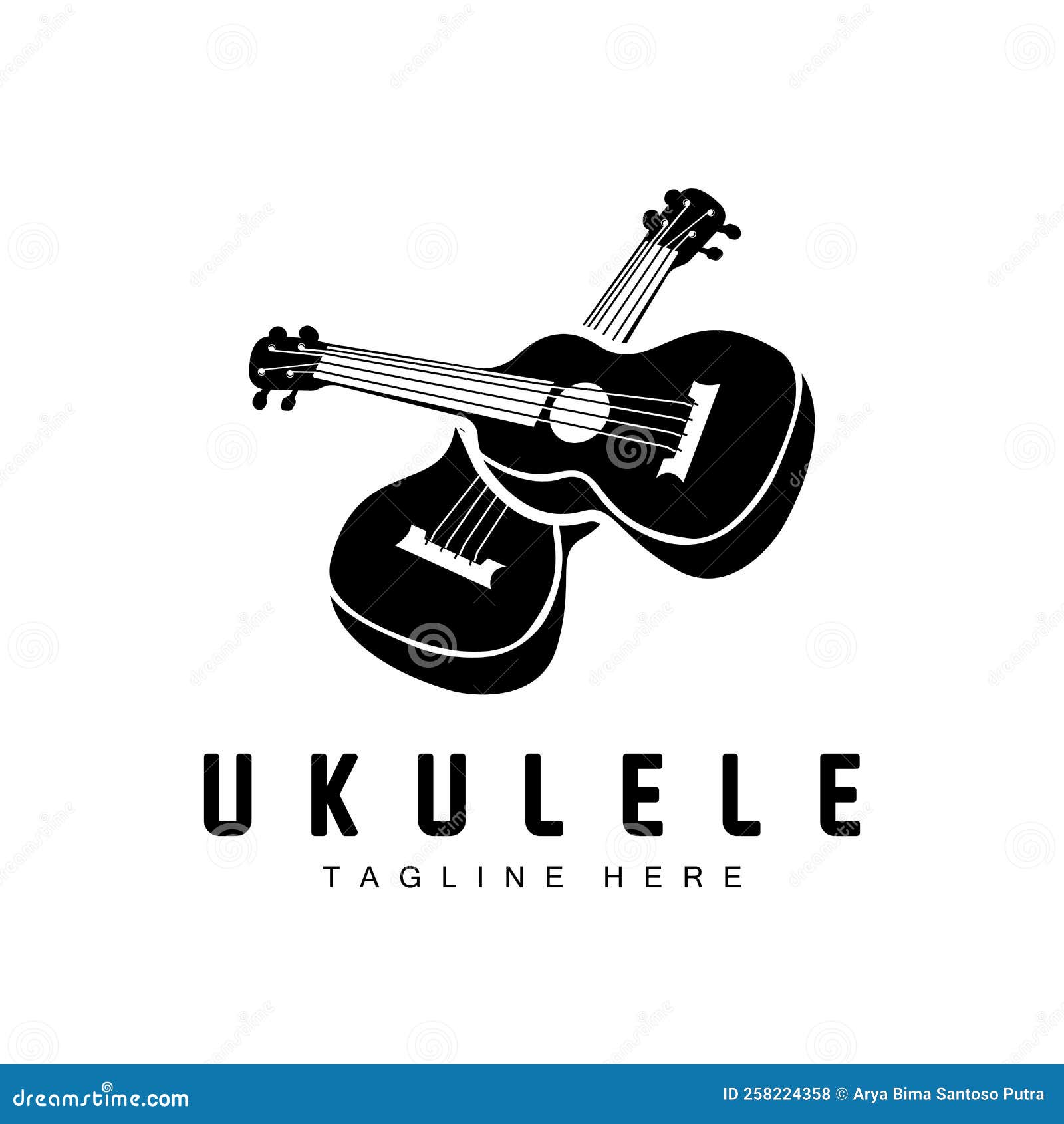 Minimalist Ukulele Music Logo Design, Ukulele Guitar Vector. Ukelele