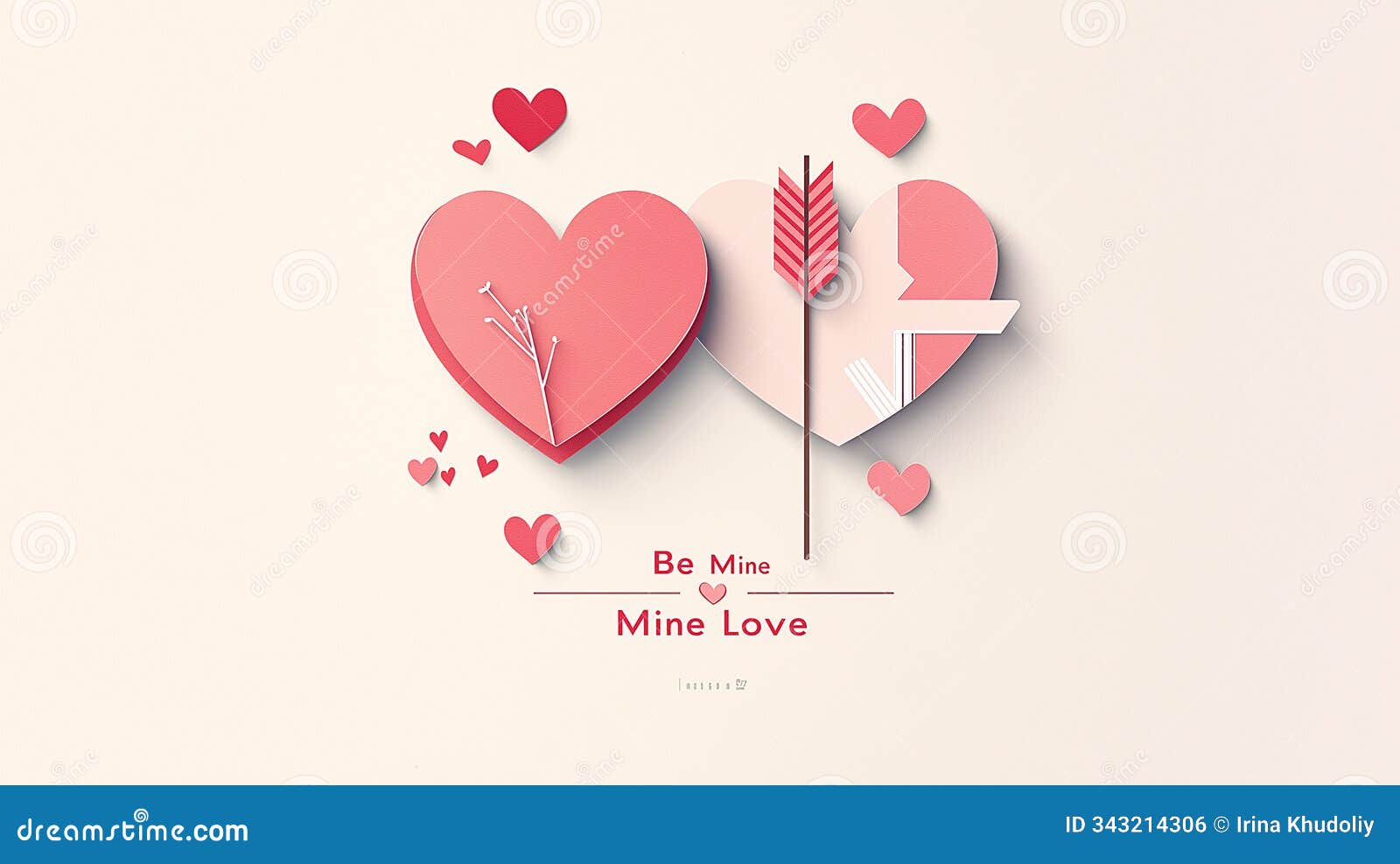 minimalist valentine's day card in a paper-cut style, featuring layered s and simple  s