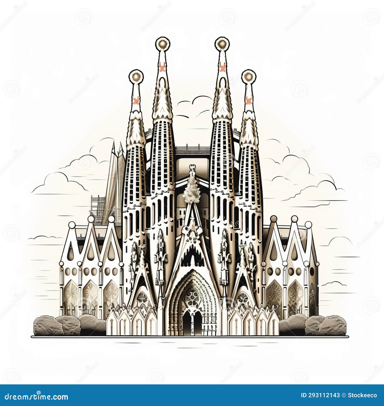 Minimalist Vector Illustration of Sagrada Familia Architecture in ...