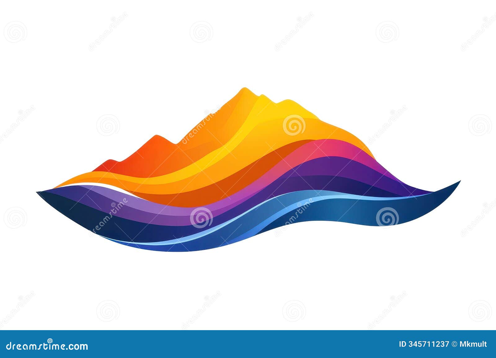 minimalist  logo featuring colorful mountains and waves in a flat  style