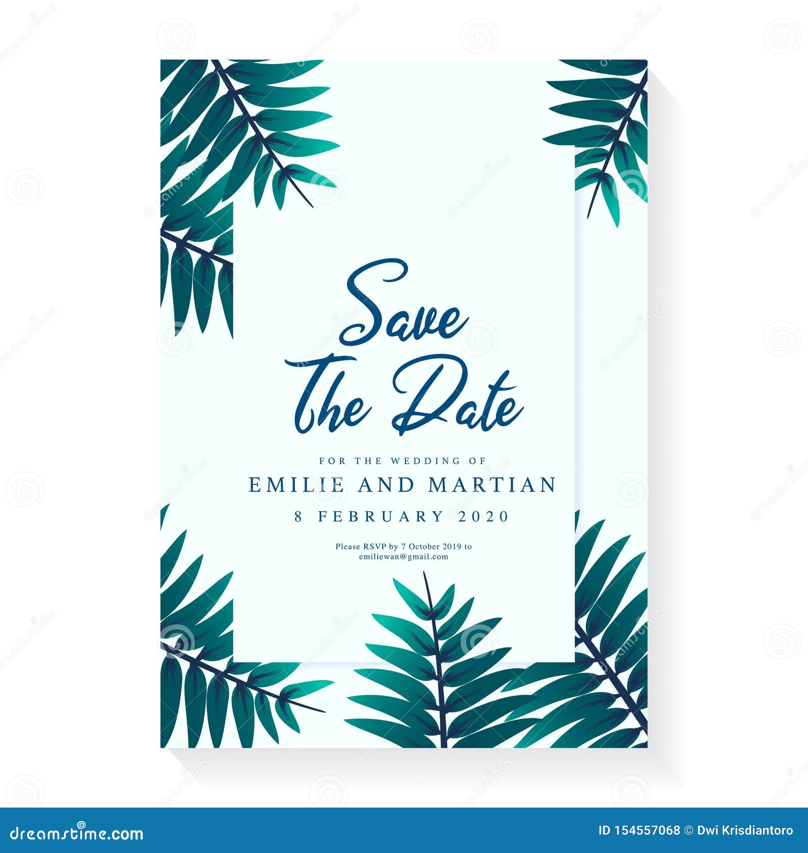 Minimalist Wedding Invitation Card Template Design. Wedding Ornament  Concept. Floral Poster, Invite Stock Vector - Illustration of leaf, hand:  154557068