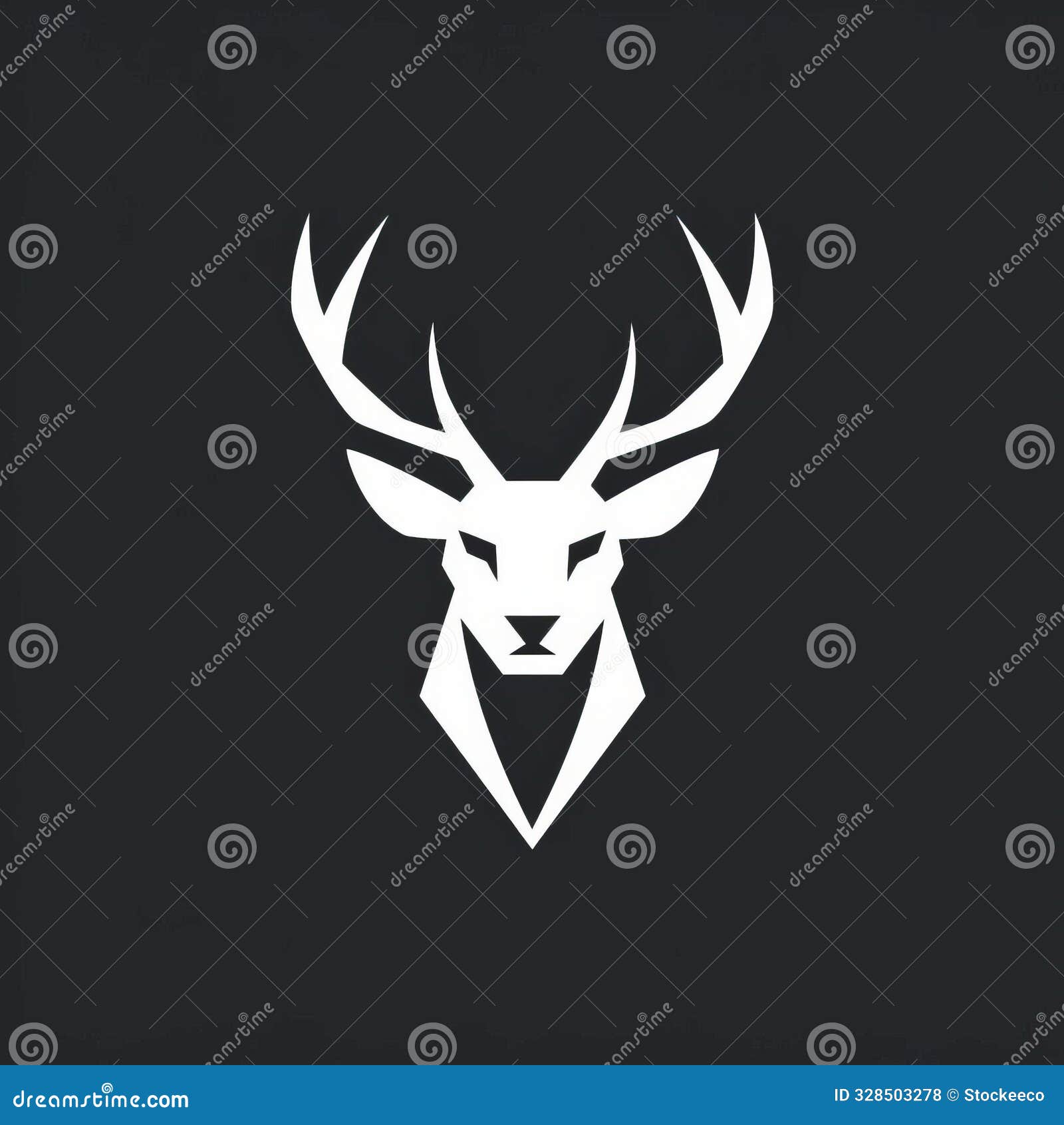 minimalist white deer icon for odf on black background