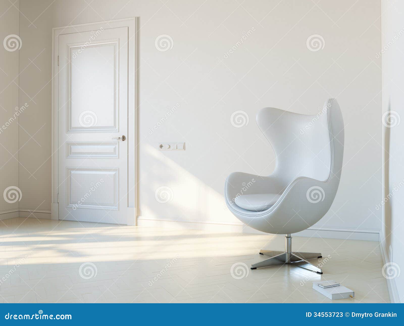 Minimalist White Interior Room With Luxury Armchair 2d Version Stock Image Image Of Gallery Design 34553723