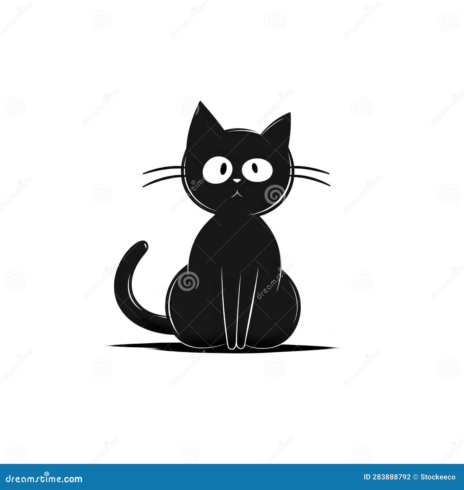 Minimalistic Black Cat Silhouette T Shirt Design Template Stock
