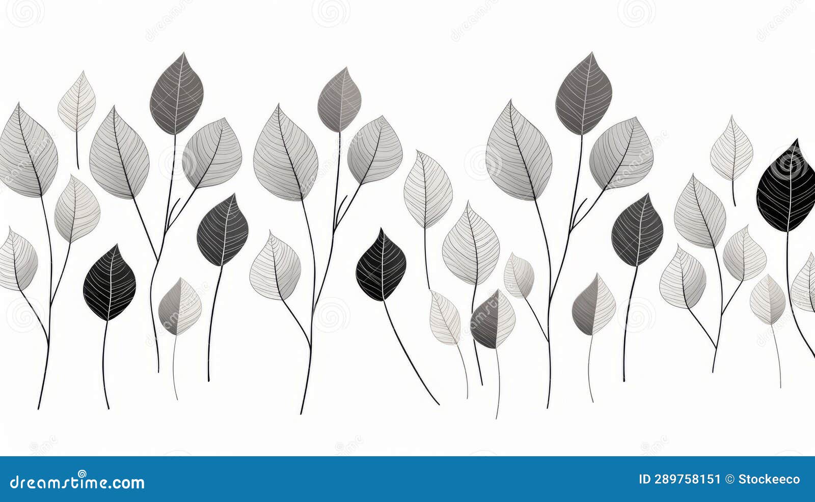 Minimalistic Black and White Leaf Wall Decal Stock Illustration