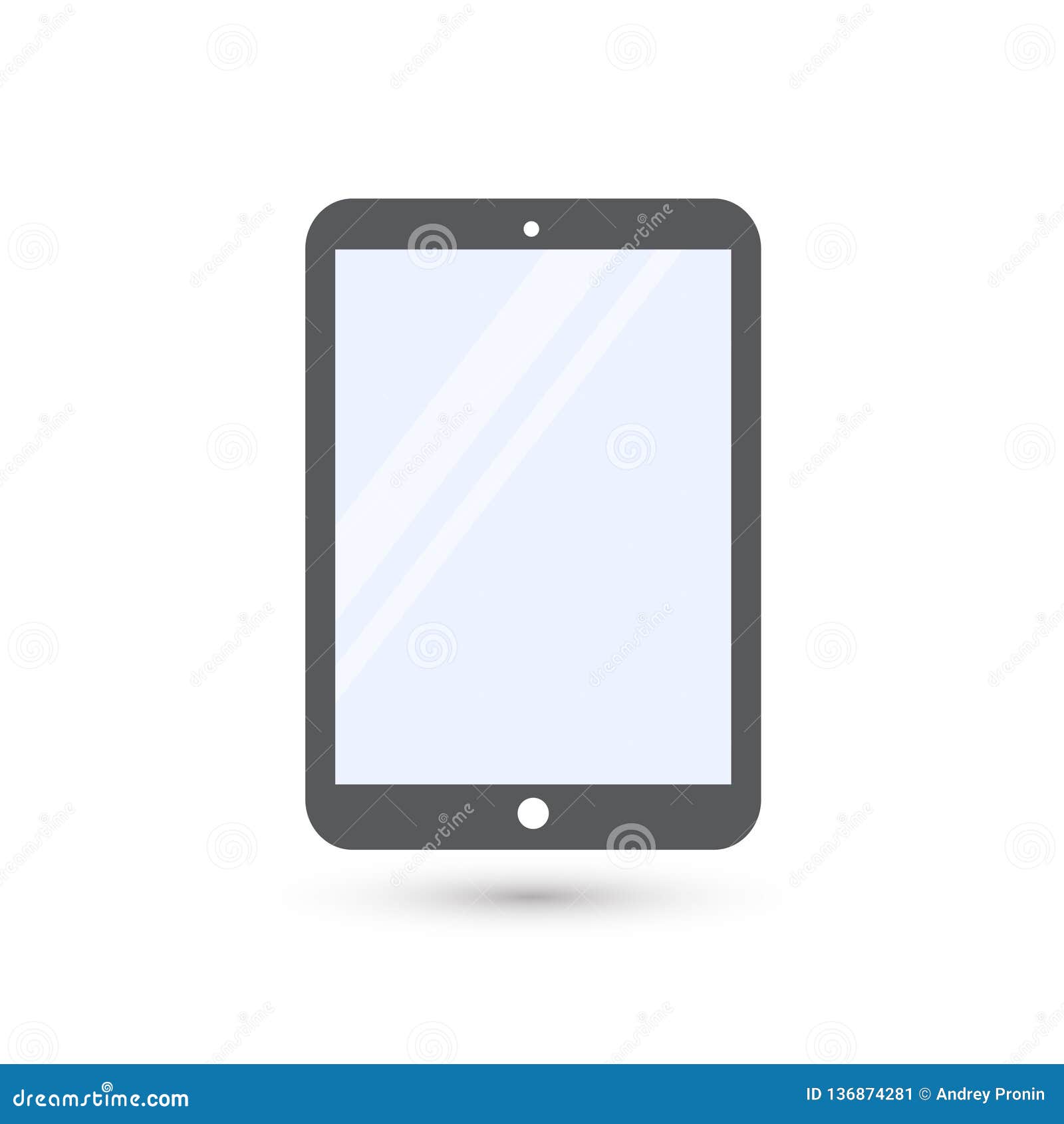 Minimalistic Blue Screen Tablet on White Background for Graphic and 