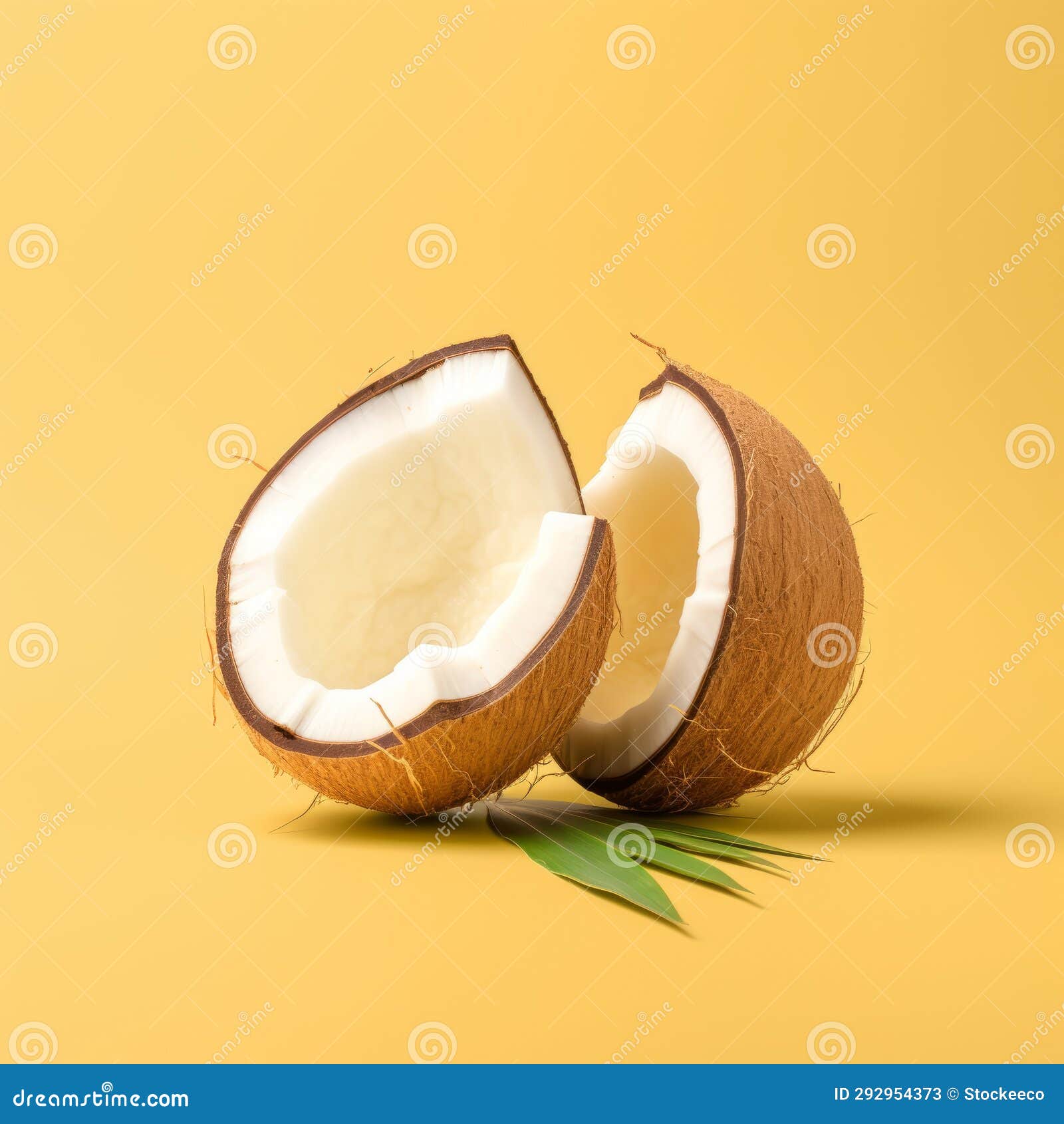 minimalistic coconut  on light yellow background