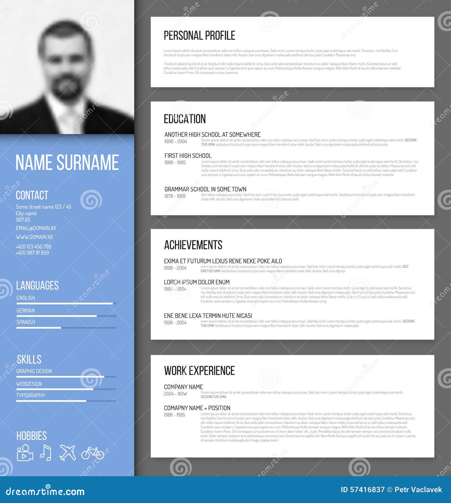 minimalistic cv    resume template stock vector