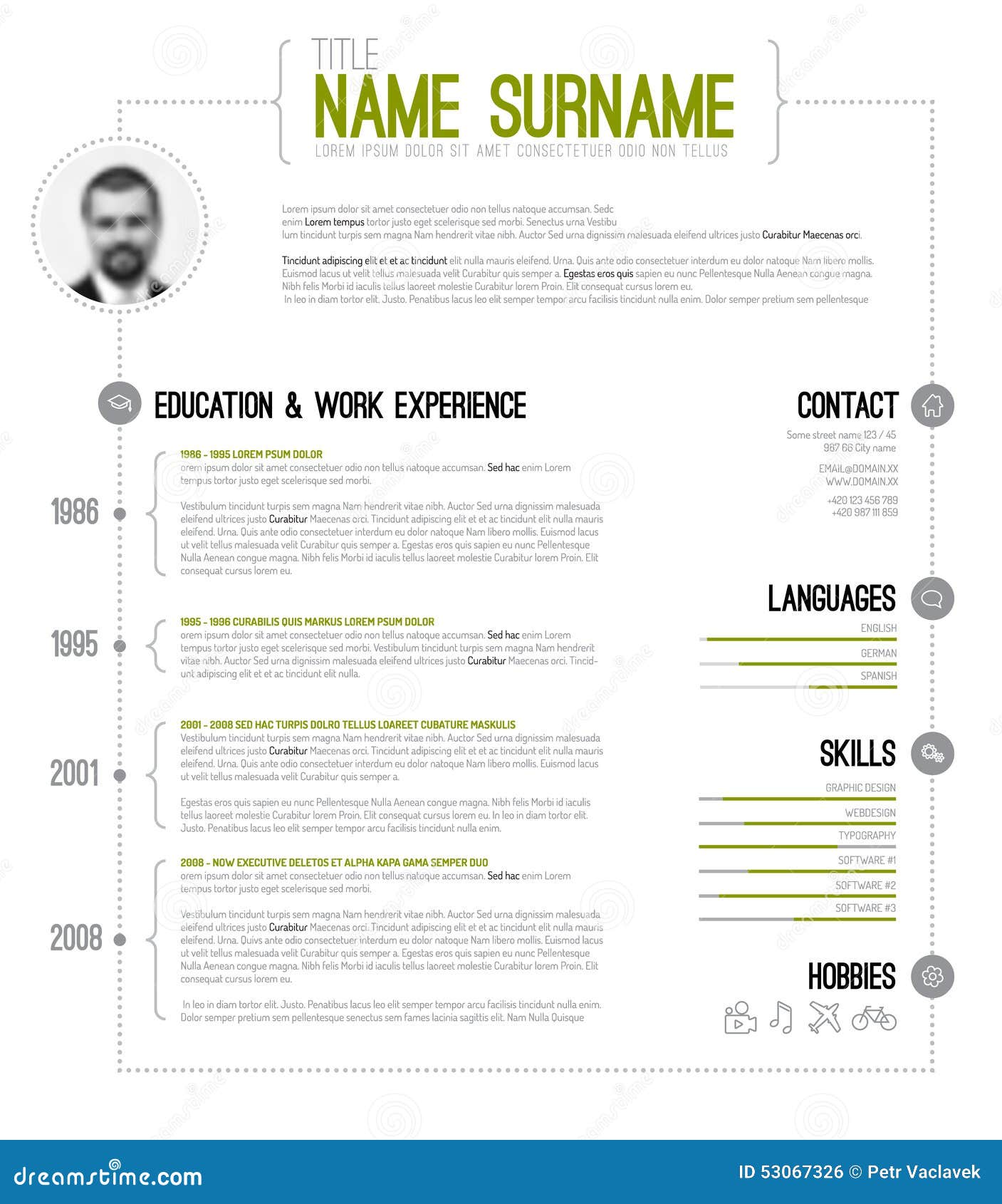 Minimalistic Cv / Resume Template Stock Vector 