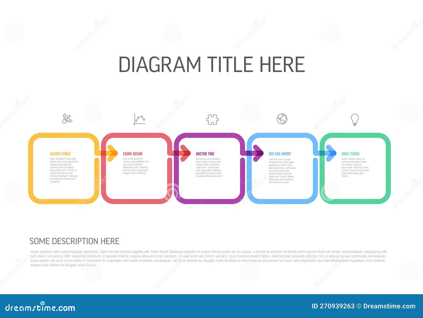 Minimalistic Five Steps Diagonal Elements Template with Squares Stock ...