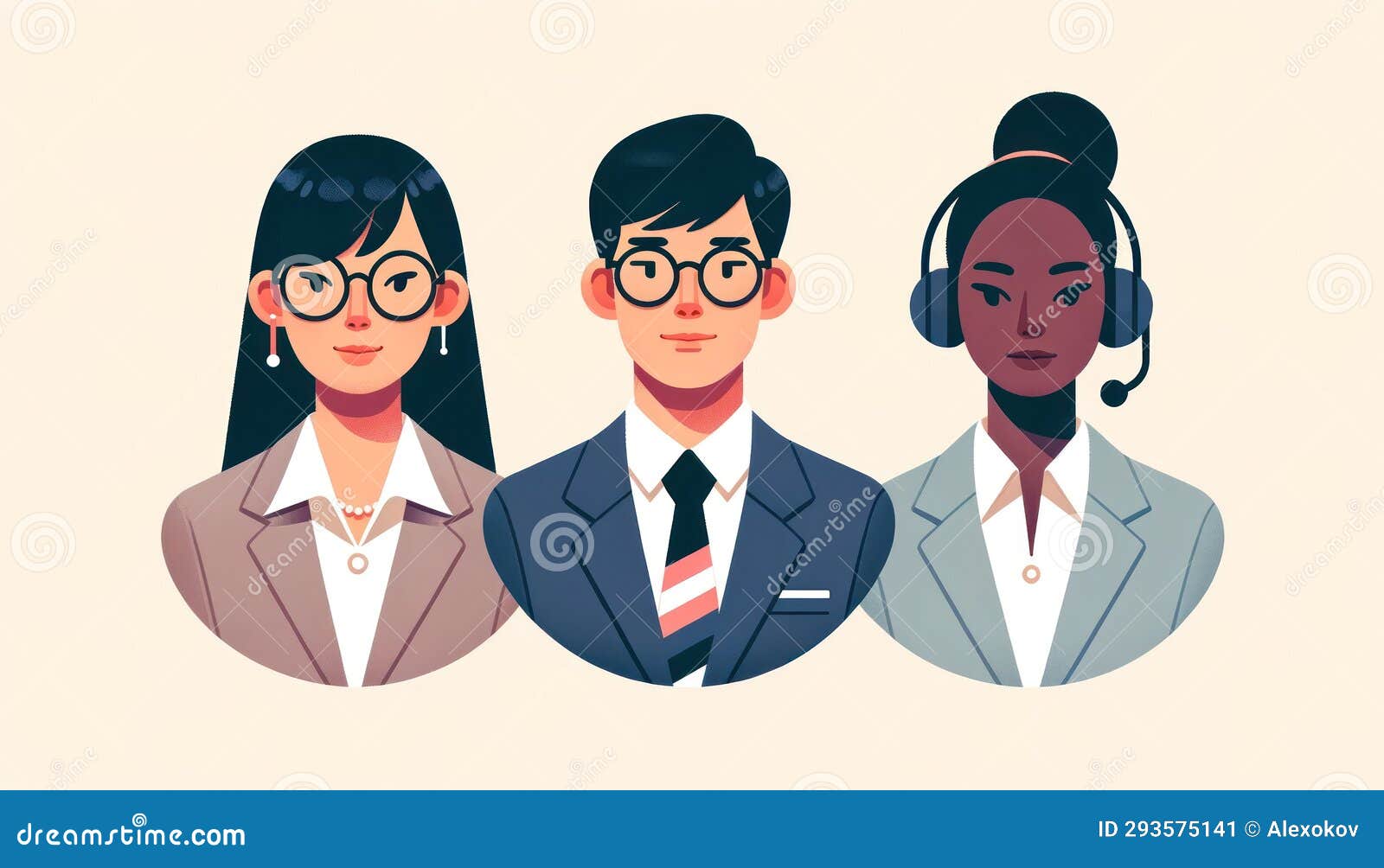 minimalistic flat : business personas avatars set ai generated
