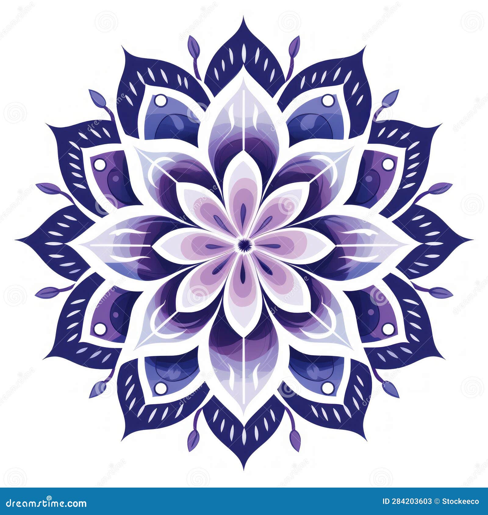 Minimalistic Folk Art: Royal Purple Lotus Flower Vector Illustration