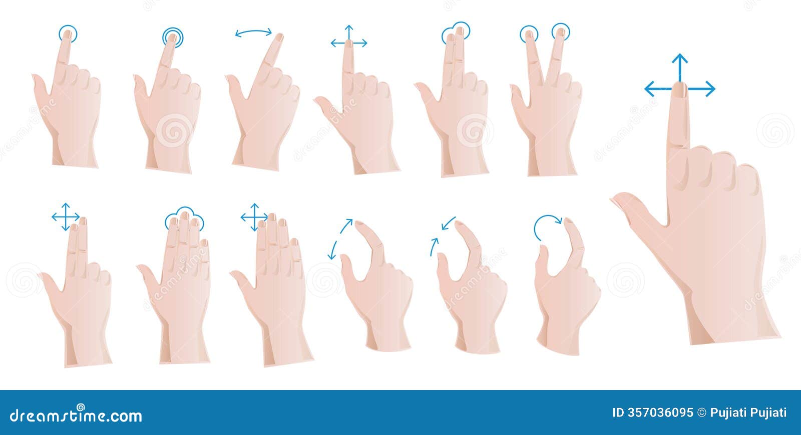 set  of hand gesture icons for touchscreen interaction 
