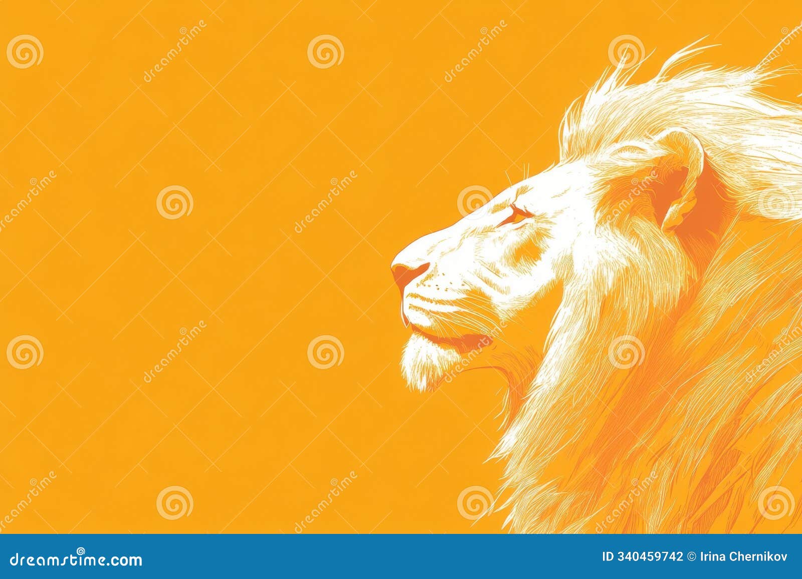 minimalistic lion's mane portrait in bold yellow for  and decor