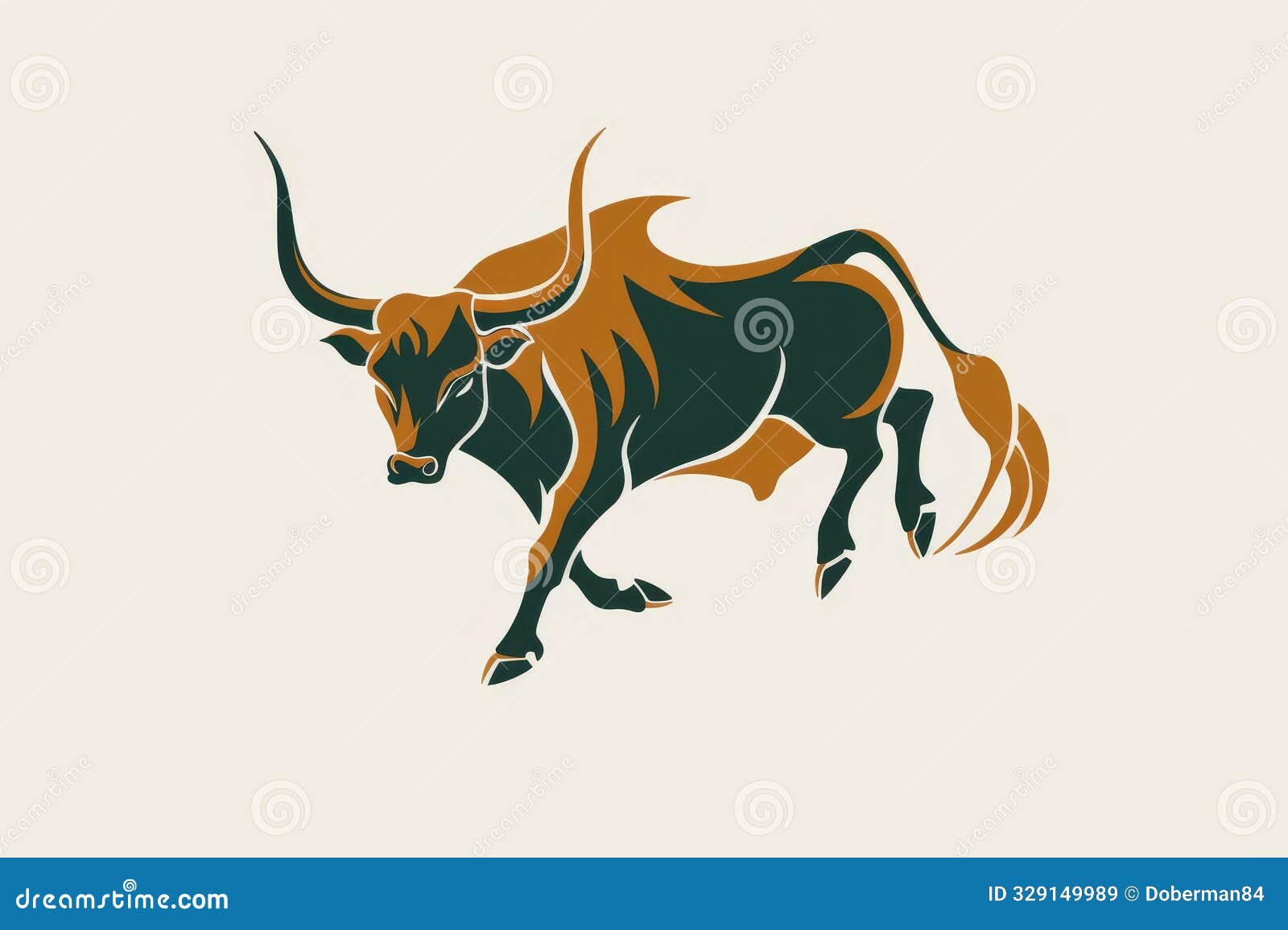 minimalistic logo  of an abstract bull in earthy tones