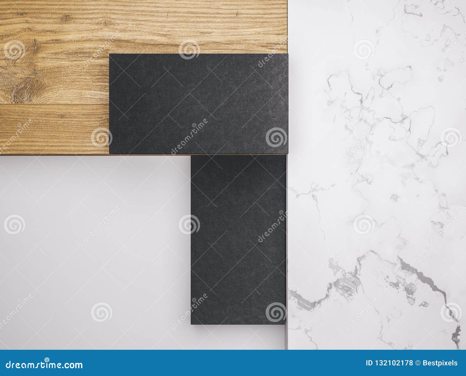 minimalistic mockup with business cards on wood and warble texture.creative mockup set.