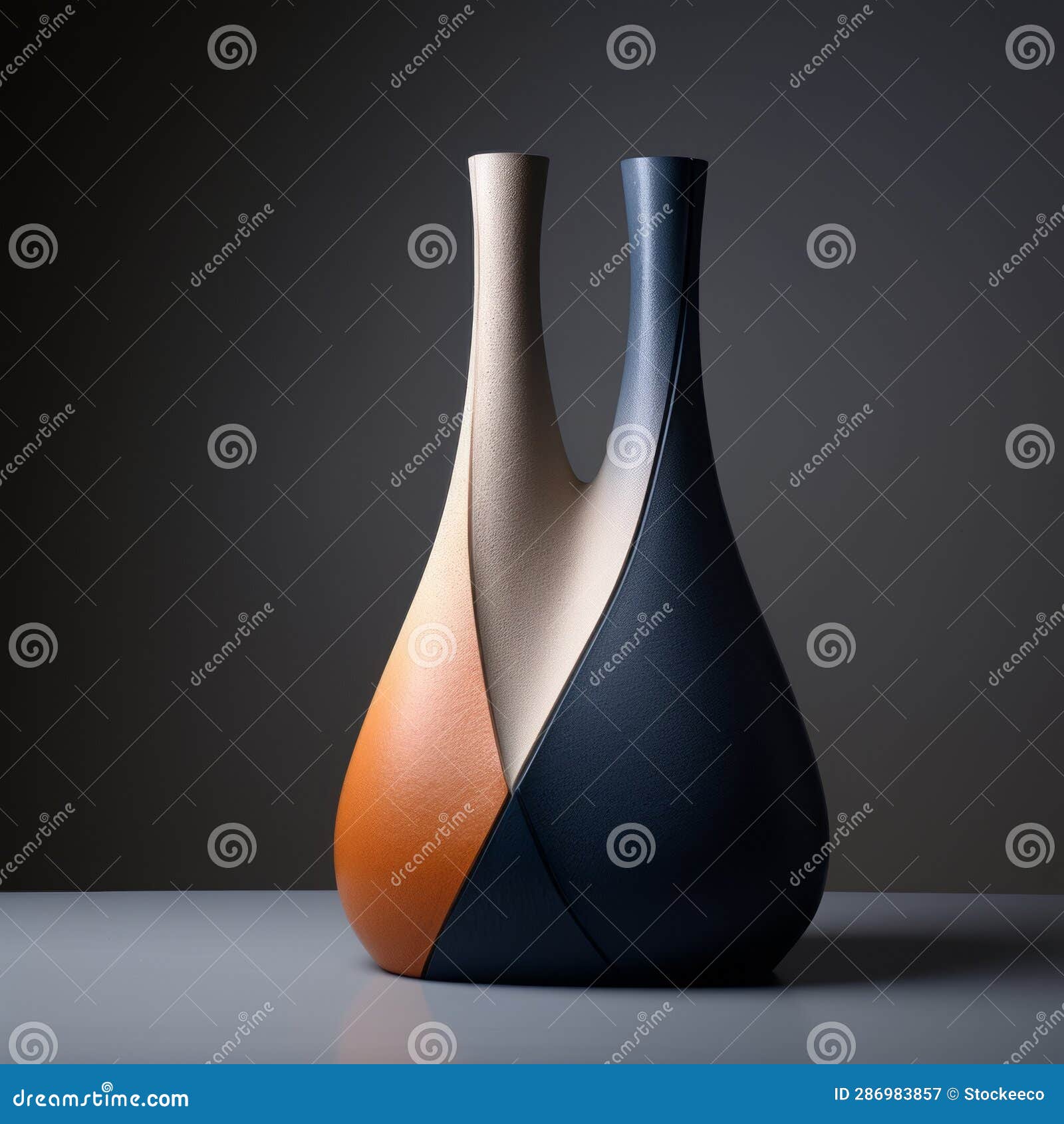 Minimalistic Orange and Blue Vase on Dark Table Stock Illustration