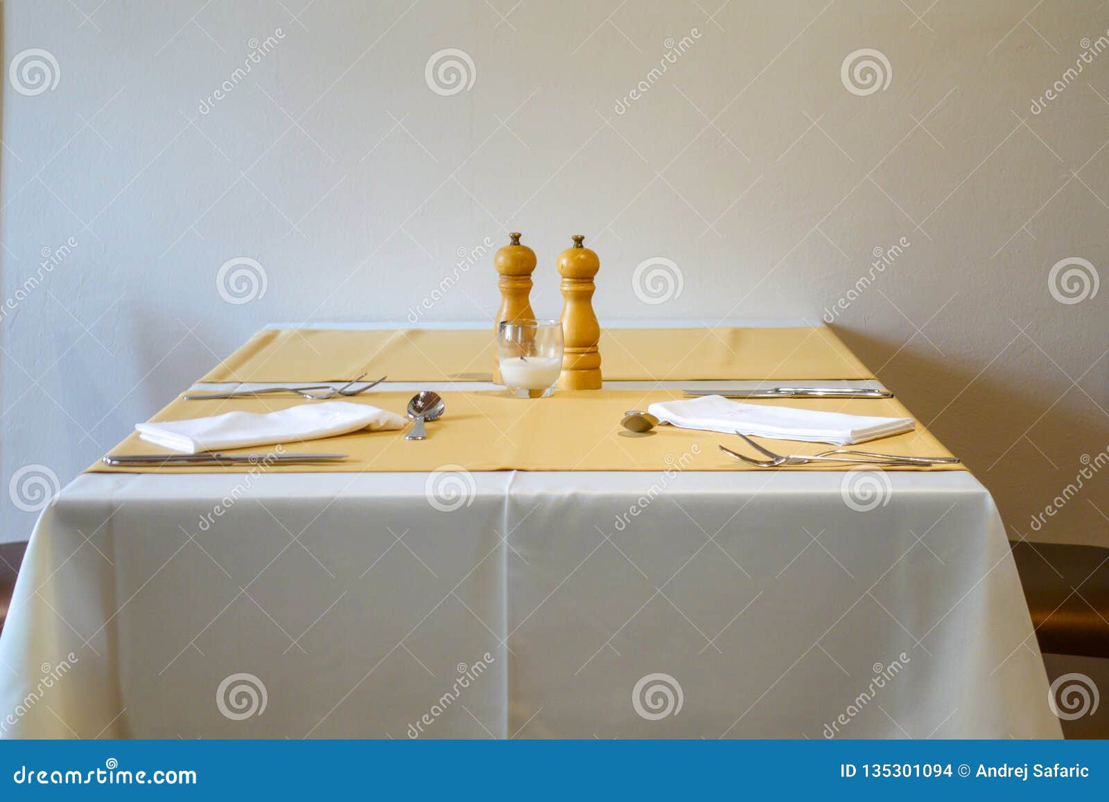 minimalistic table in restaurant, copy space