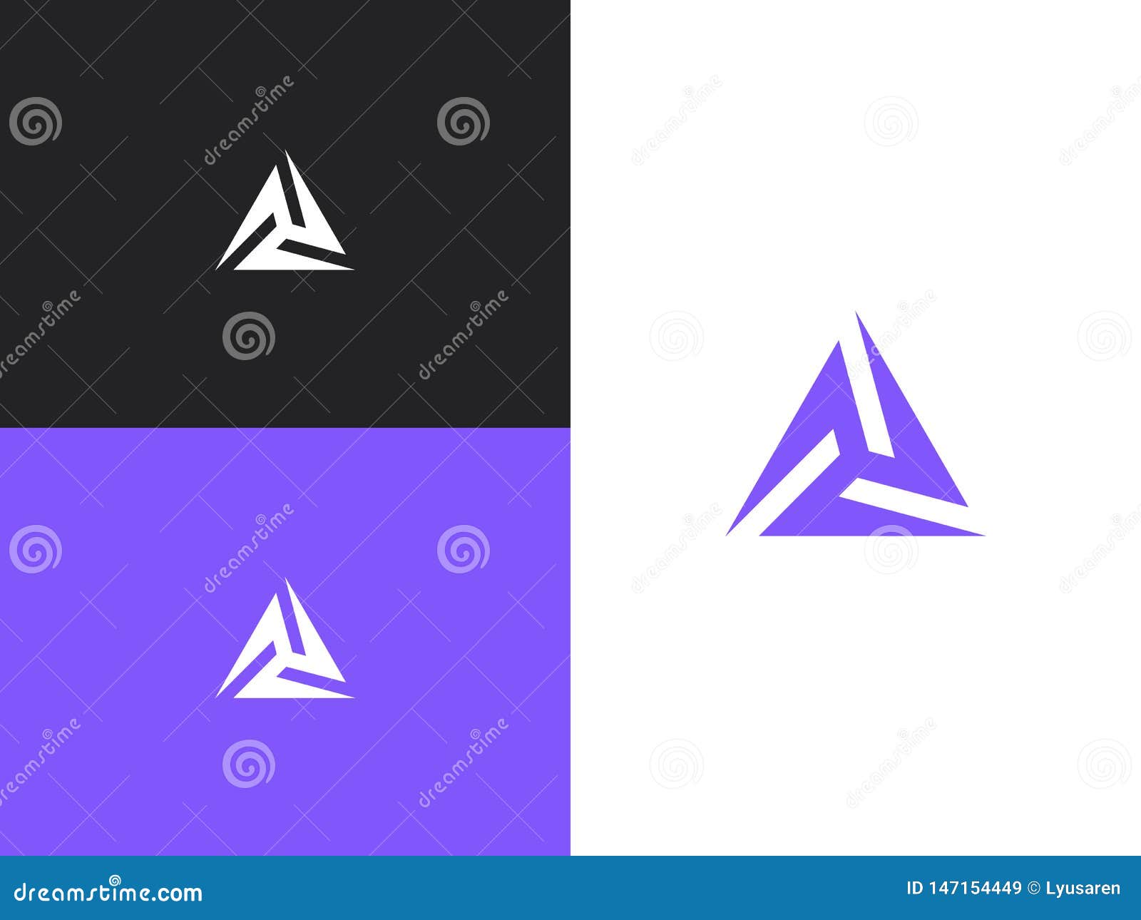 Minimalistic Triangle Geometric Logo with Ethno Style Stock
