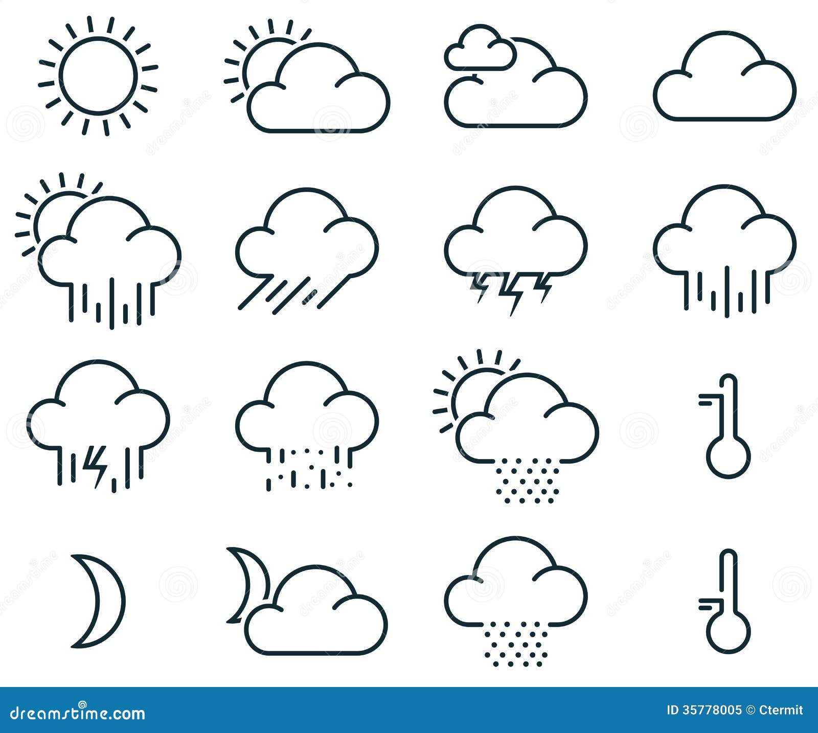 Minimalistic weather icons stock vector. Illustration of clear - 35778005