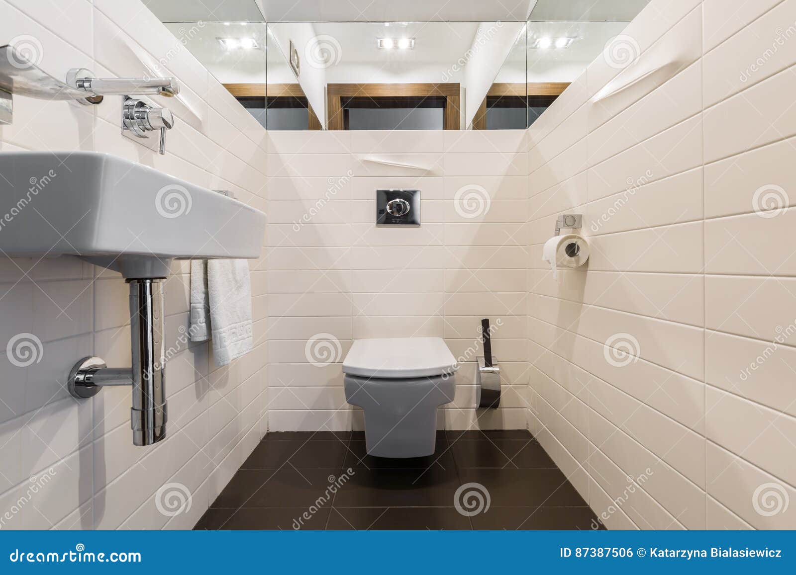 Minimalistische badkamers met toilet en gootsteen. Minimalistische moderne badkamers in wit met toiletzetel en gootsteen