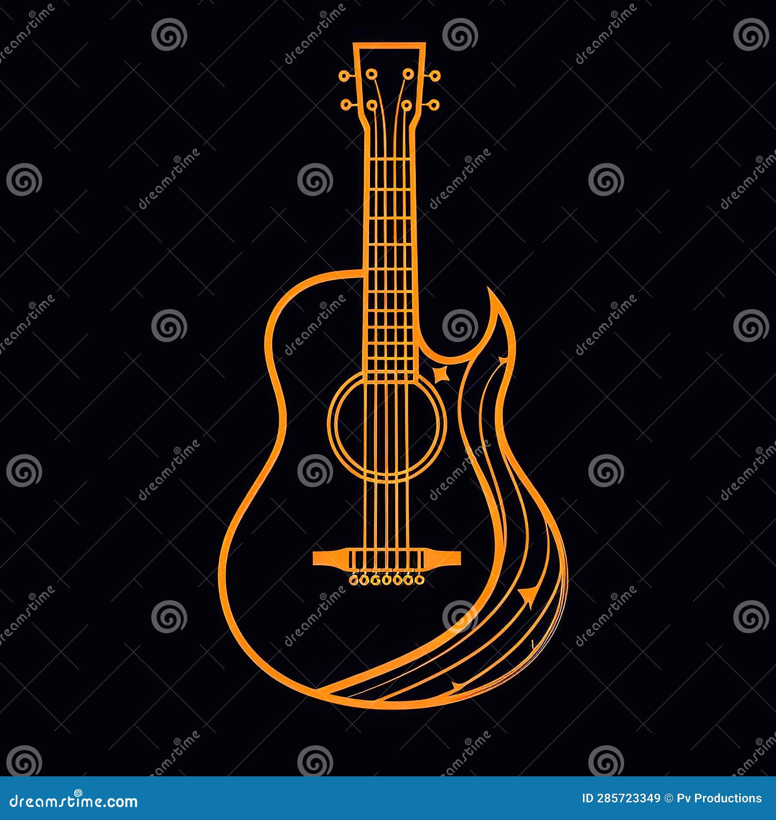 Minimalistische Illustration Mit Gitarrengenerativen Ai. Stock