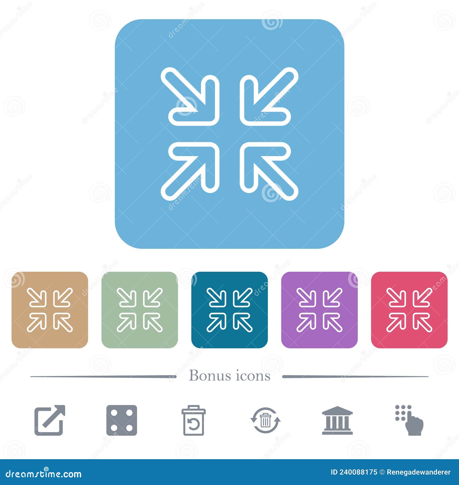 minimize arrows outline flat icons on color rounded square backgrounds