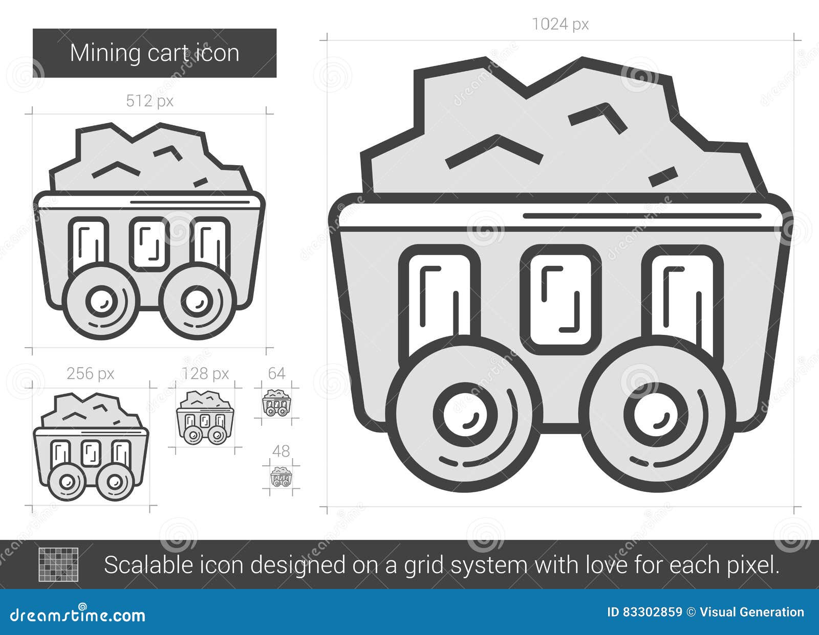 mining cart line icon.