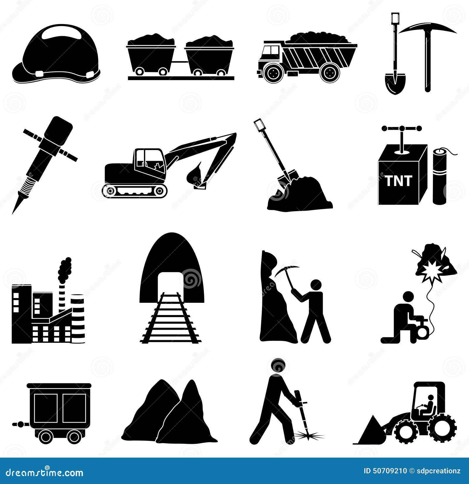mining constructions icons set
