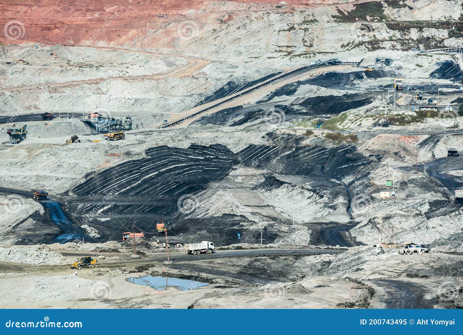 lignite coalmine,mining dump trucks working in coalmine