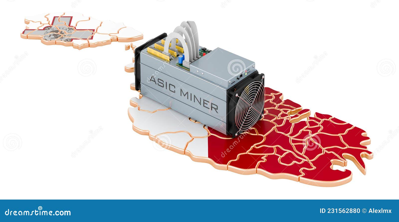 Mining in Malta, Concept. ASIC Miner with Maltese Map Stock Illustration -  Illustration of country, digital: 231562880