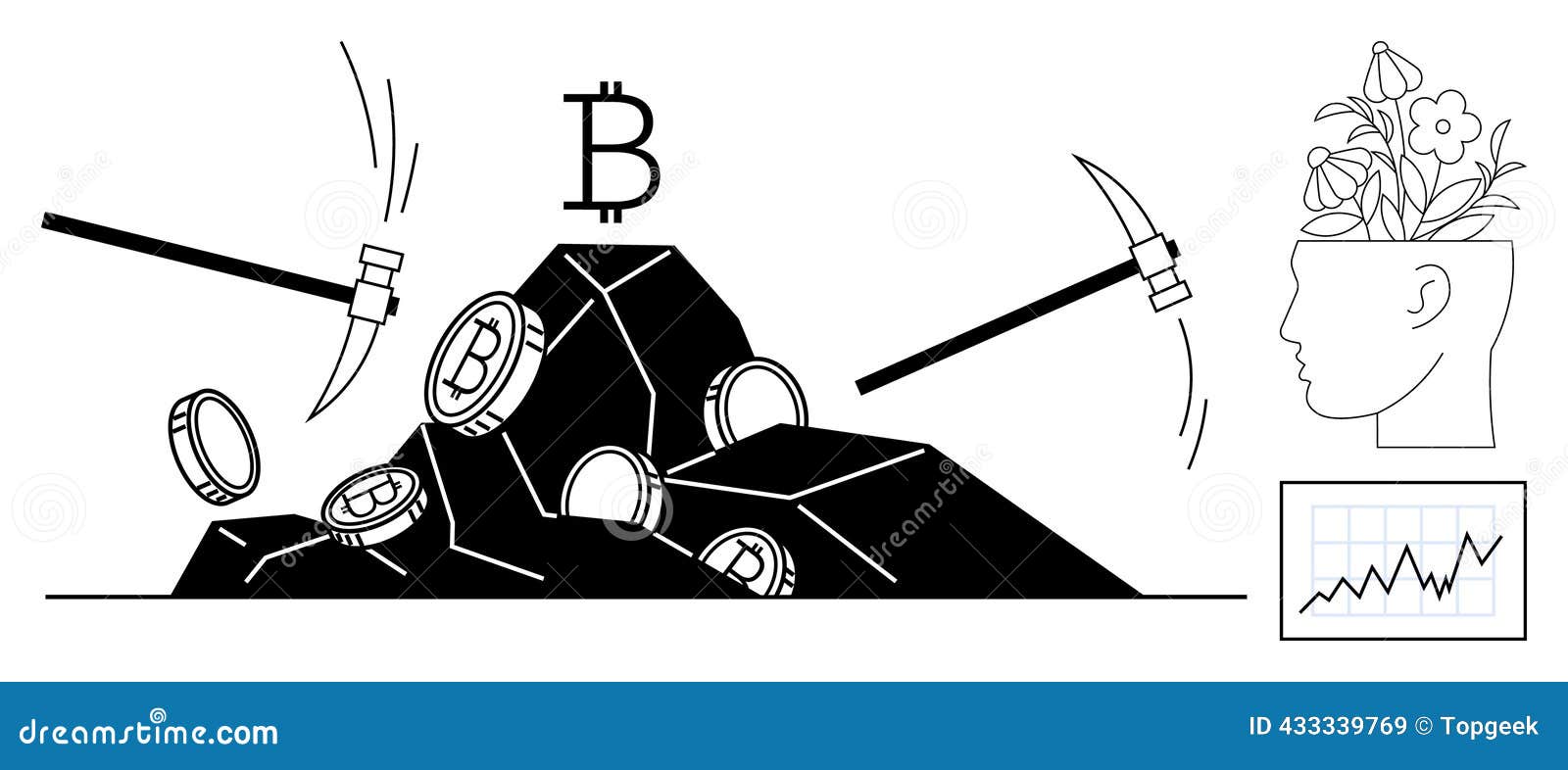 Cryptocurrency Mining Visualized with Bitcoin, Growth, and Financial  Innovation Concept Stock Vector - Illustration of market, rocks: 433339769
