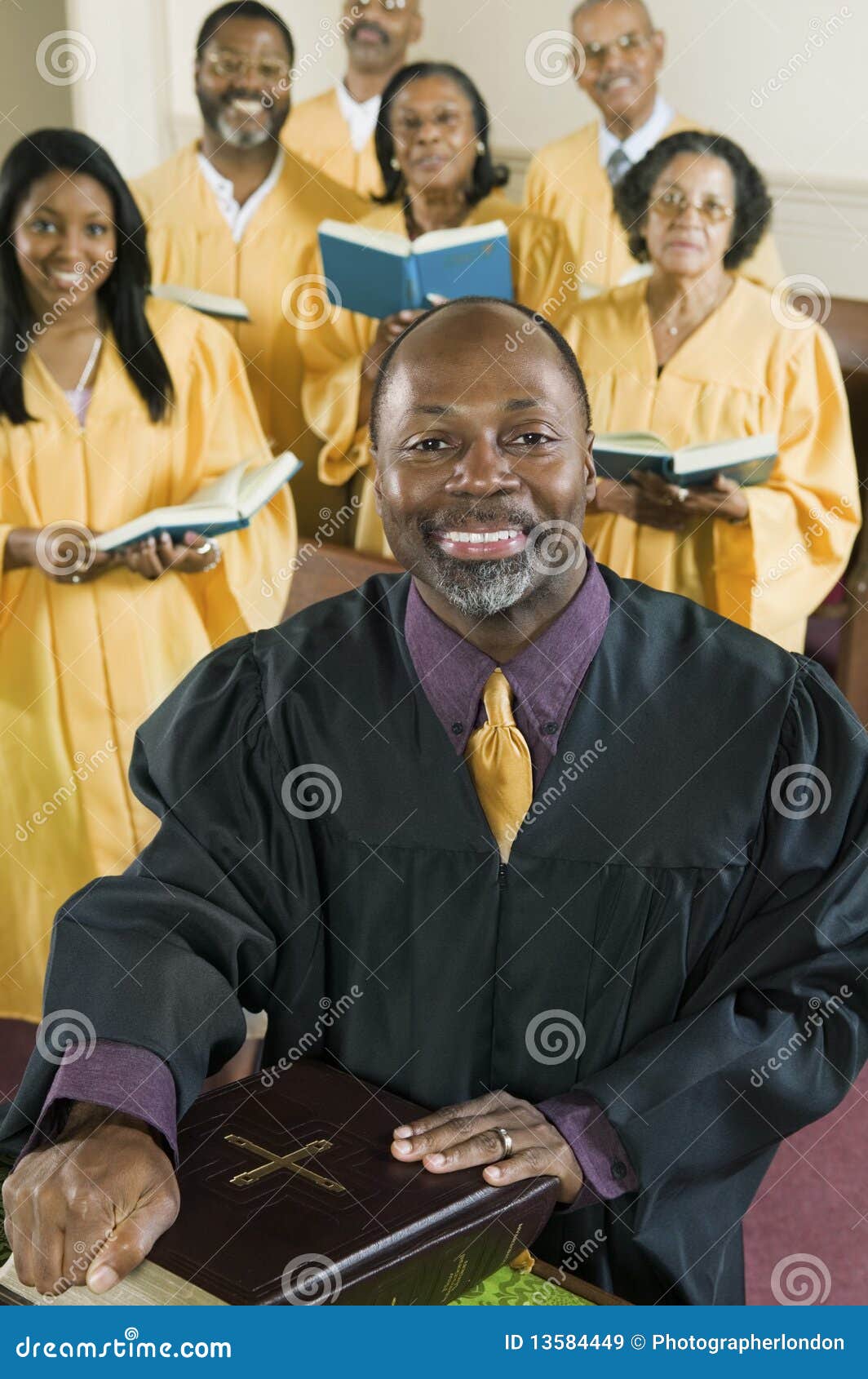Minister at Altar, Gospel Choir in Background Stock Image Image of