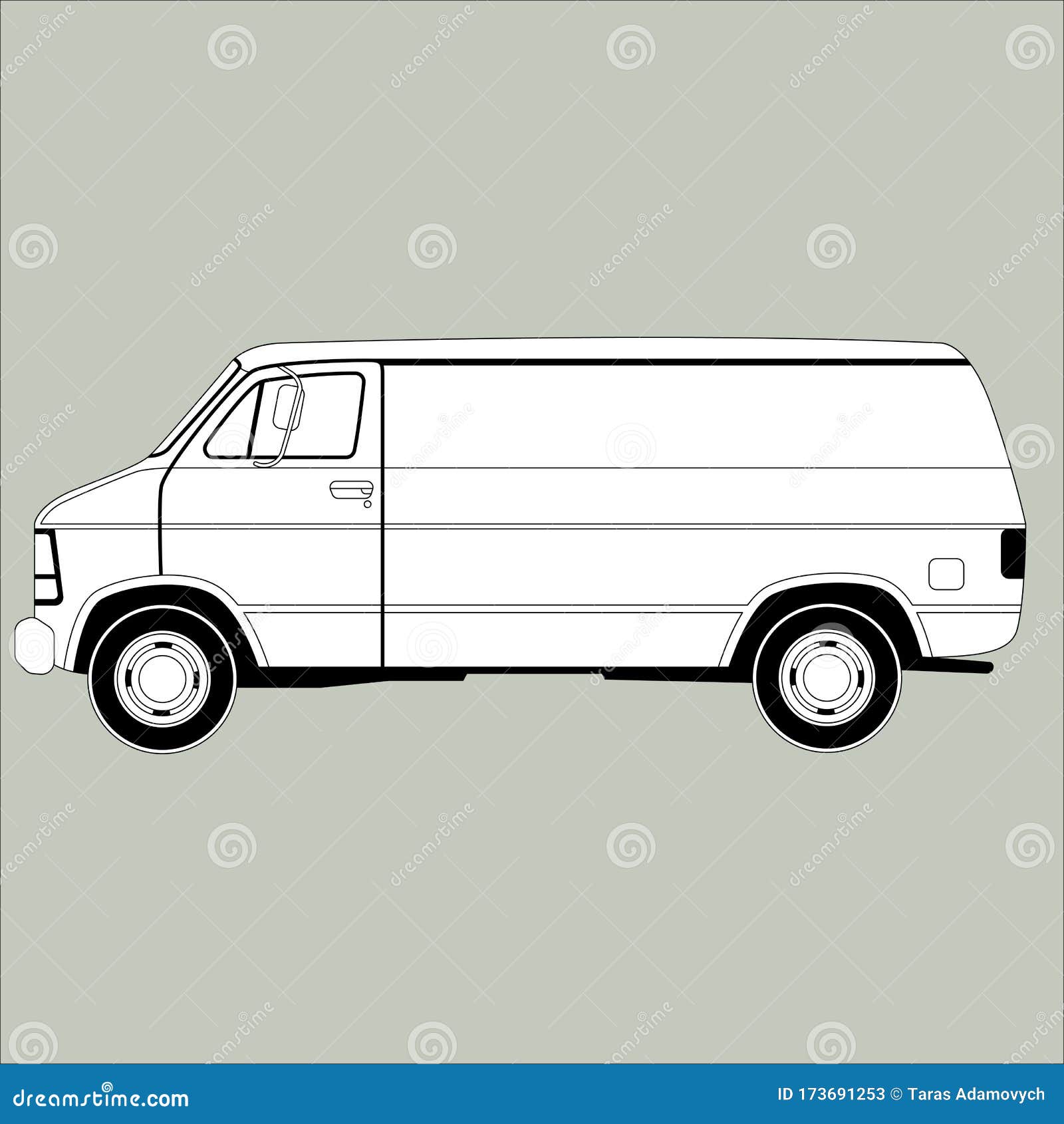 Minivan ,vector Illustration ,lining Draw,profile Stock Vector