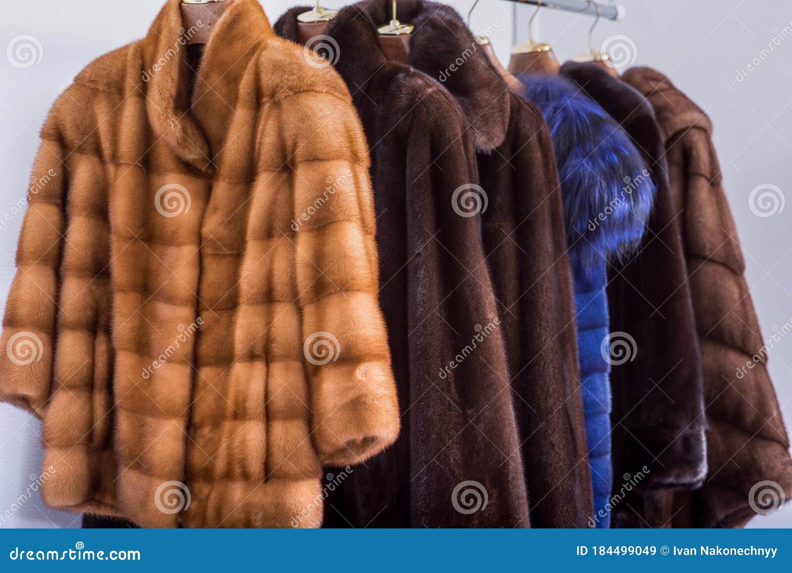 Mink Coats in a Shop on a Hanger Stock Image - Image of fashion, trade ...