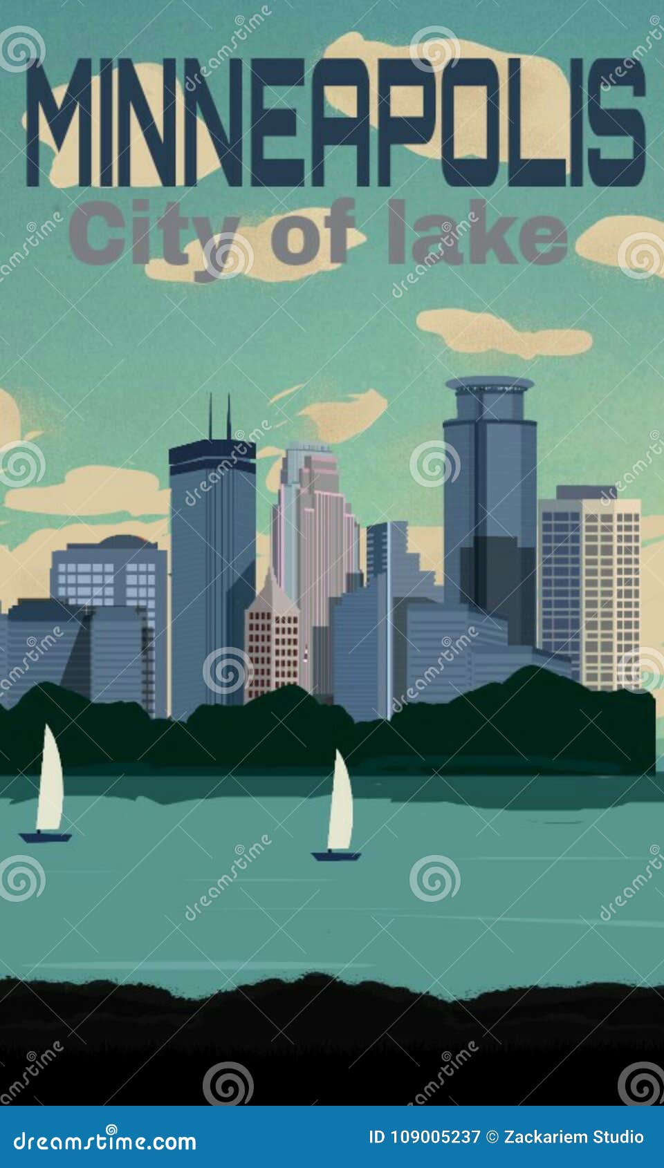 Minneapolis poster stock illustration. Illustration of view 109005237