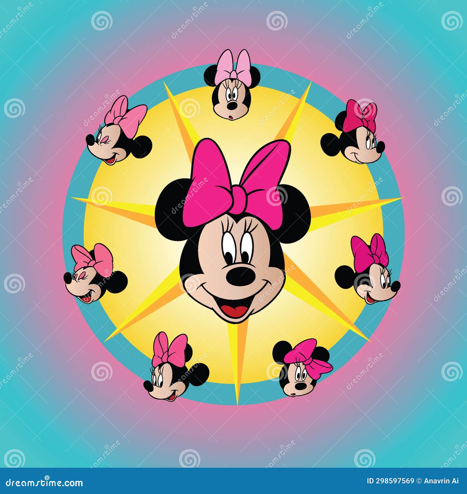 Minnie Mouse Disney Logo Cartoon Character Stock Vector (Royalty