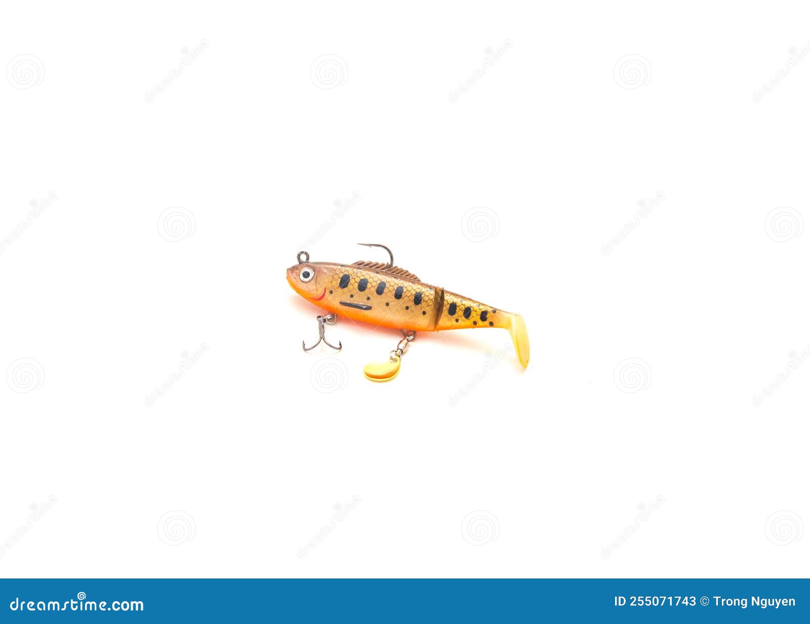 Minnow Jig Head Hard Bait Lure with Under Spinner Blade, Sharp Treble  Hooks, Barb J Hook Isolated on White Background Stock Image - Image of  object, metal: 255071743