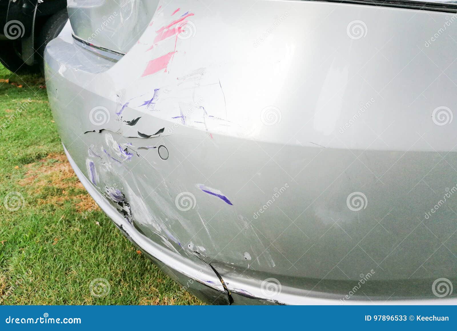 Minor Dent Scratches Bumper Car Involved in Accident Stock Image - Image wreck, road: 97896533