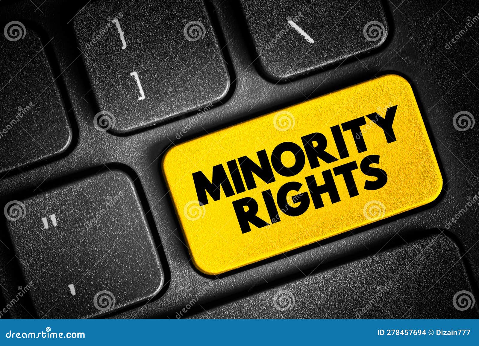 minority rights - normal individual rights accorded to any minority group, text button on keyboard, concept background