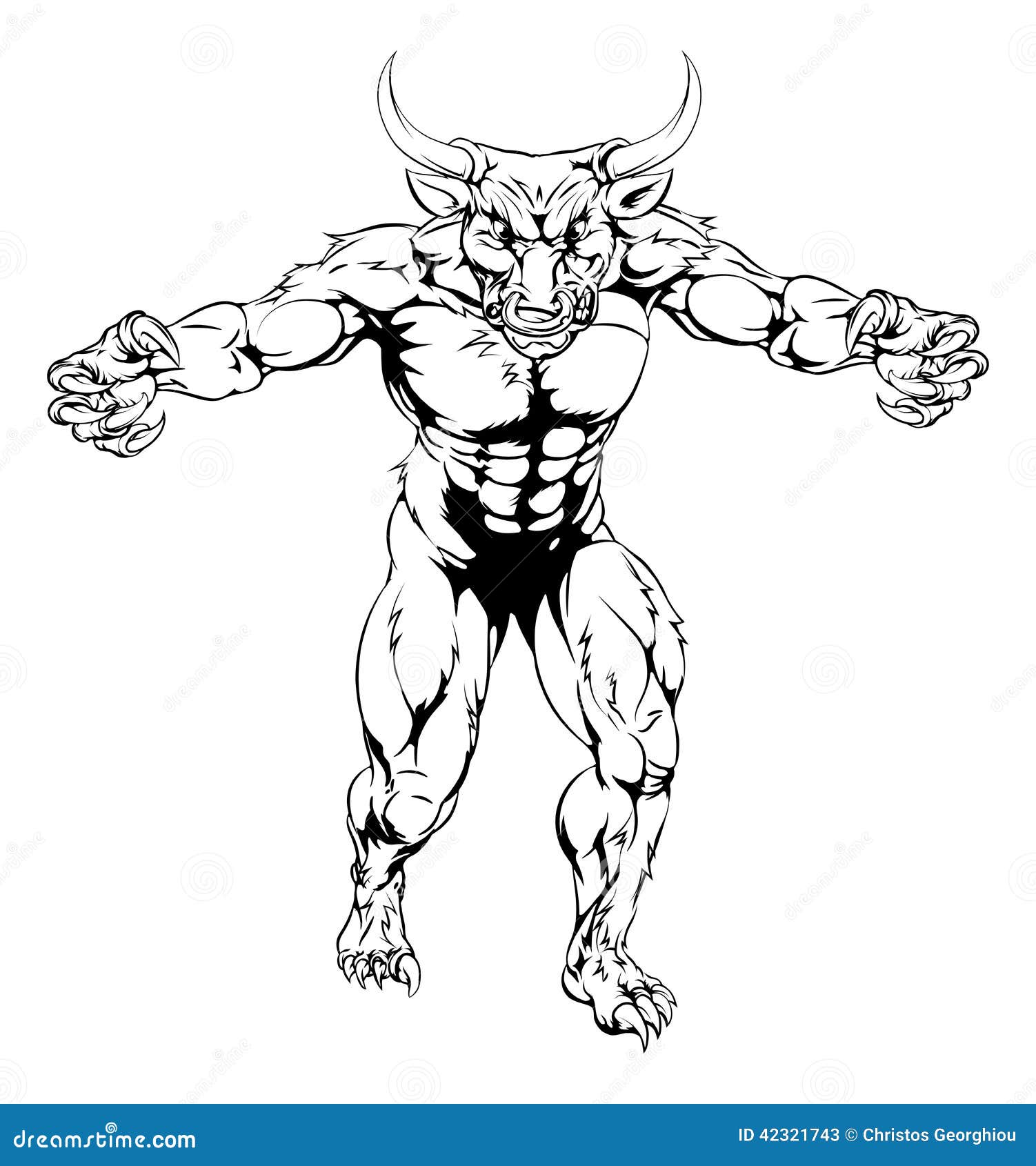 Minotaur Bull Scary Sports Mascot Stock Vector - Illustration of